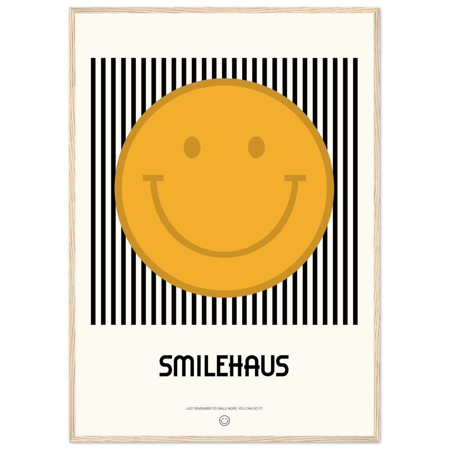 Yellow & Black 'Smilehaus' - Premium Matte Paper Wooden Framed Poster