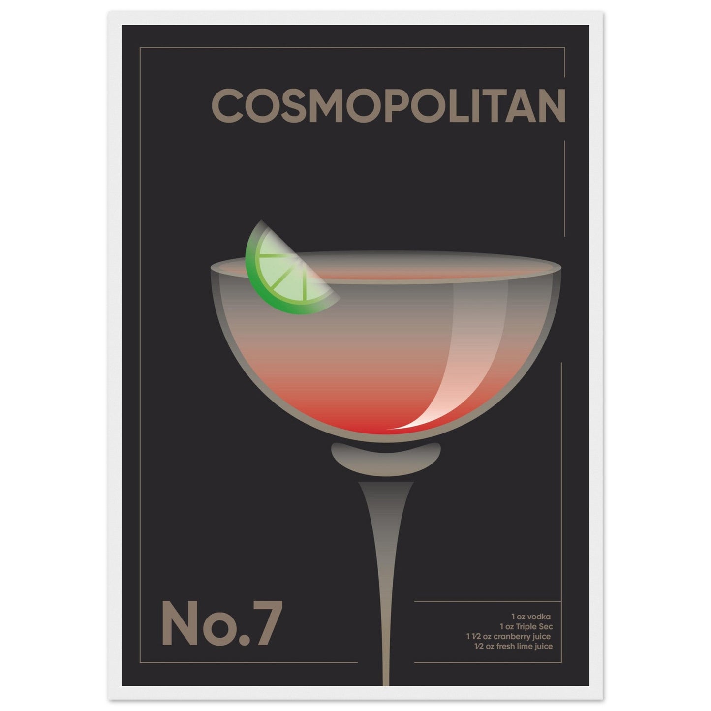 Cocktail 'Cosmopolitan' - Premium Matte Paper Wooden Framed Poster