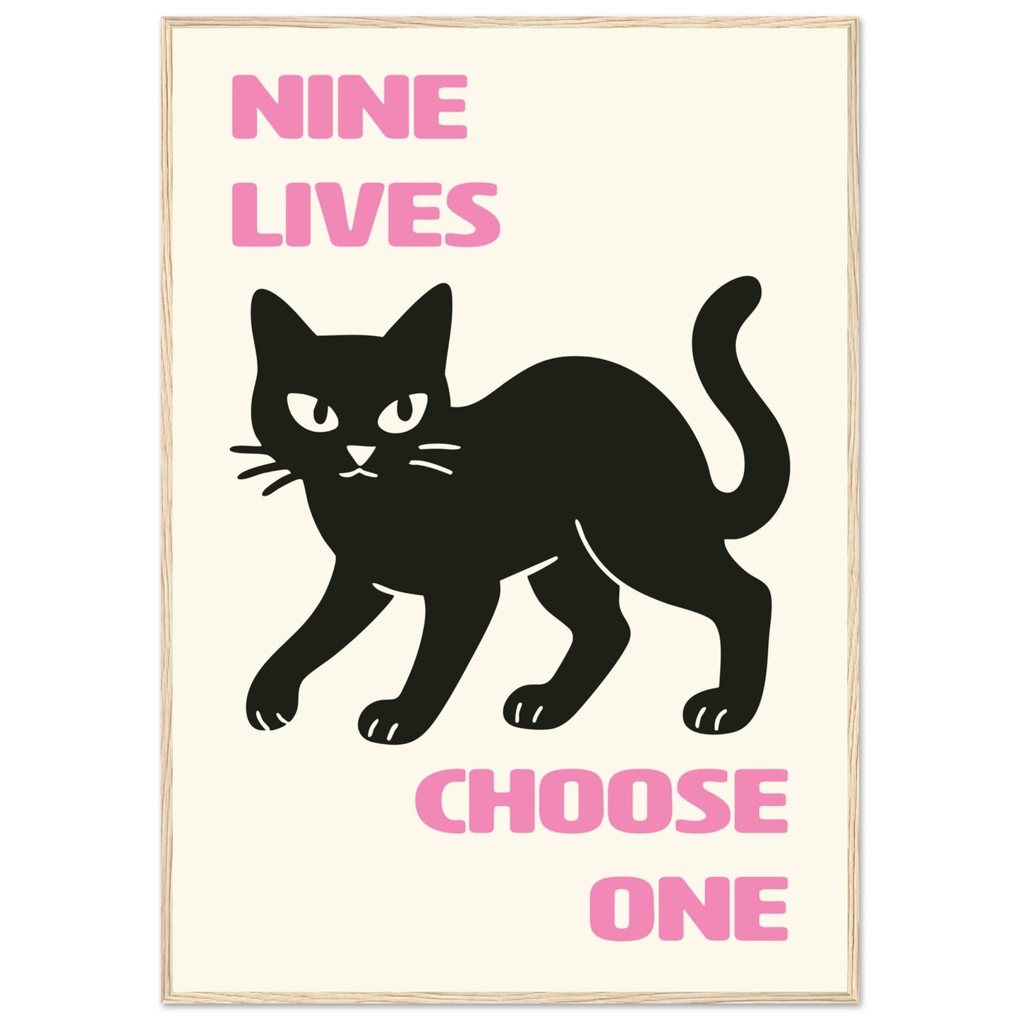 Animals 'Nine Lives'  - Premium Matte Paper Wooden Framed Poster