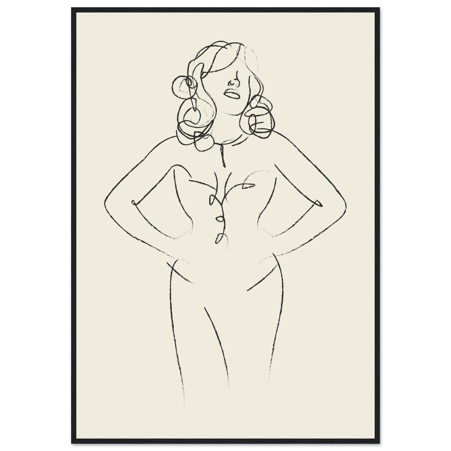Line Art 'Sabrina' - Premium Matte Paper Wooden Framed Poster