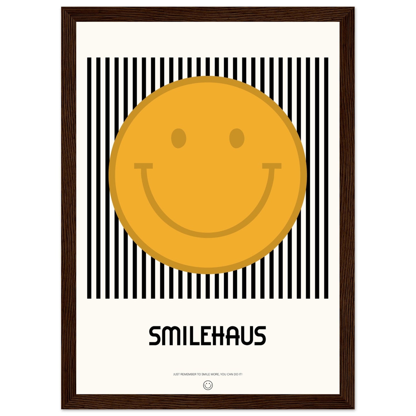 Yellow & Black 'Smilehaus' - Premium Matte Paper Wooden Framed Poster
