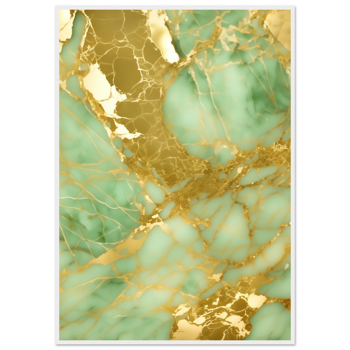 Marble 'Green & Gold' II - Premium Matte Paper Wooden Framed Poster
