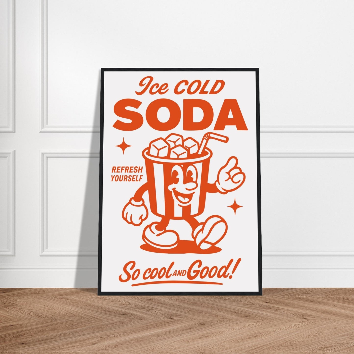 Food 'Ice Cold Soda' - Premium Matte Paper Wooden Framed Poster