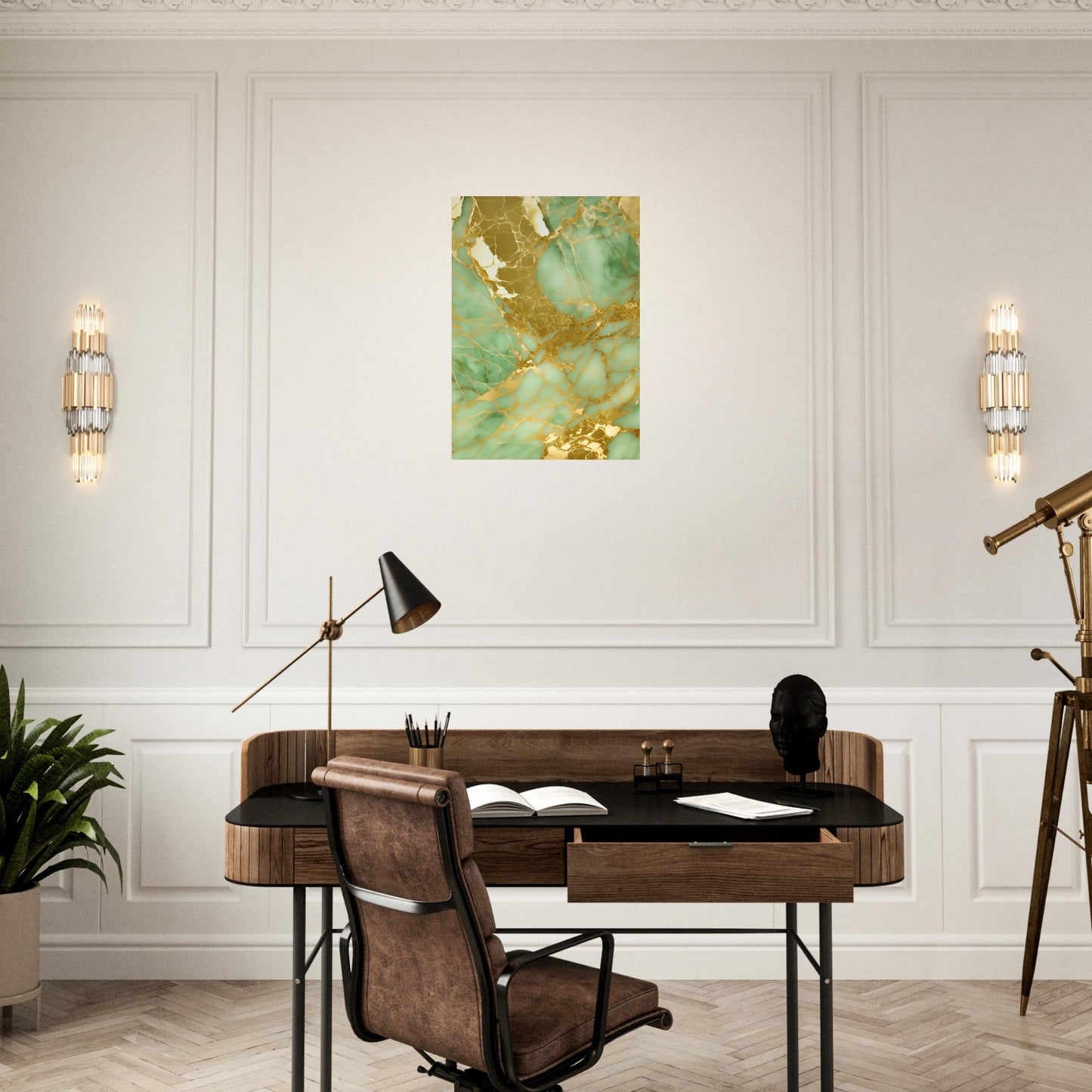 Marble 'Green & Gold' II - Premium Matte Paper Poster