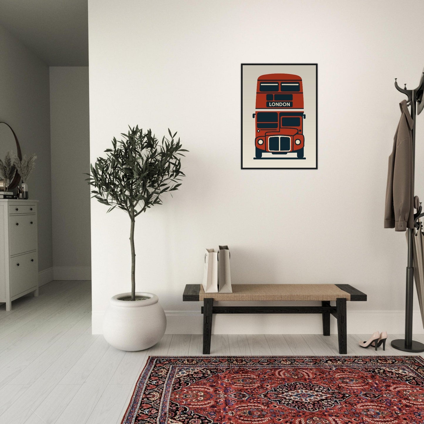 Cities/ Places 'Bus' - Premium Matte Paper Wooden Framed Poster