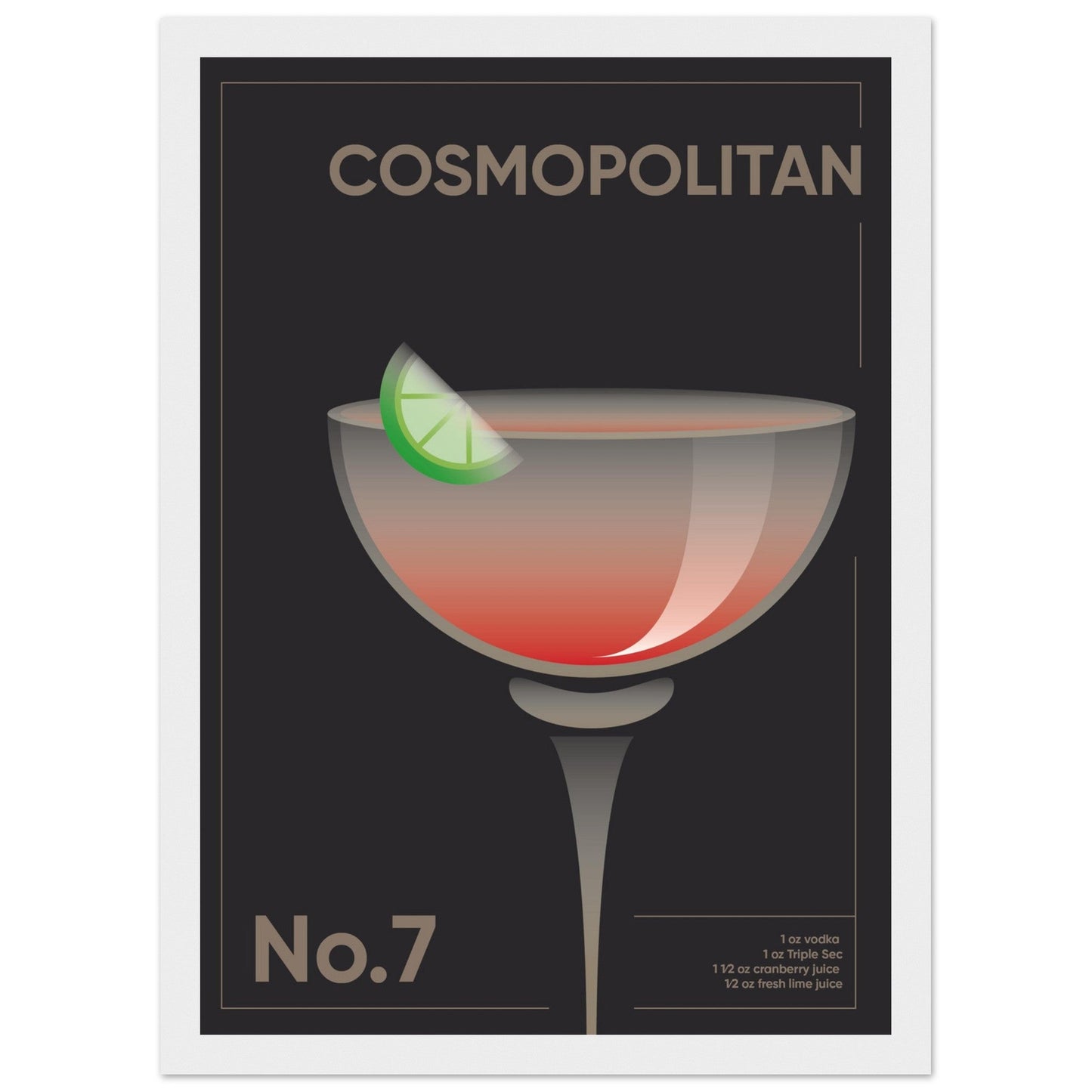 Cocktail 'Cosmopolitan' - Premium Matte Paper Wooden Framed Poster