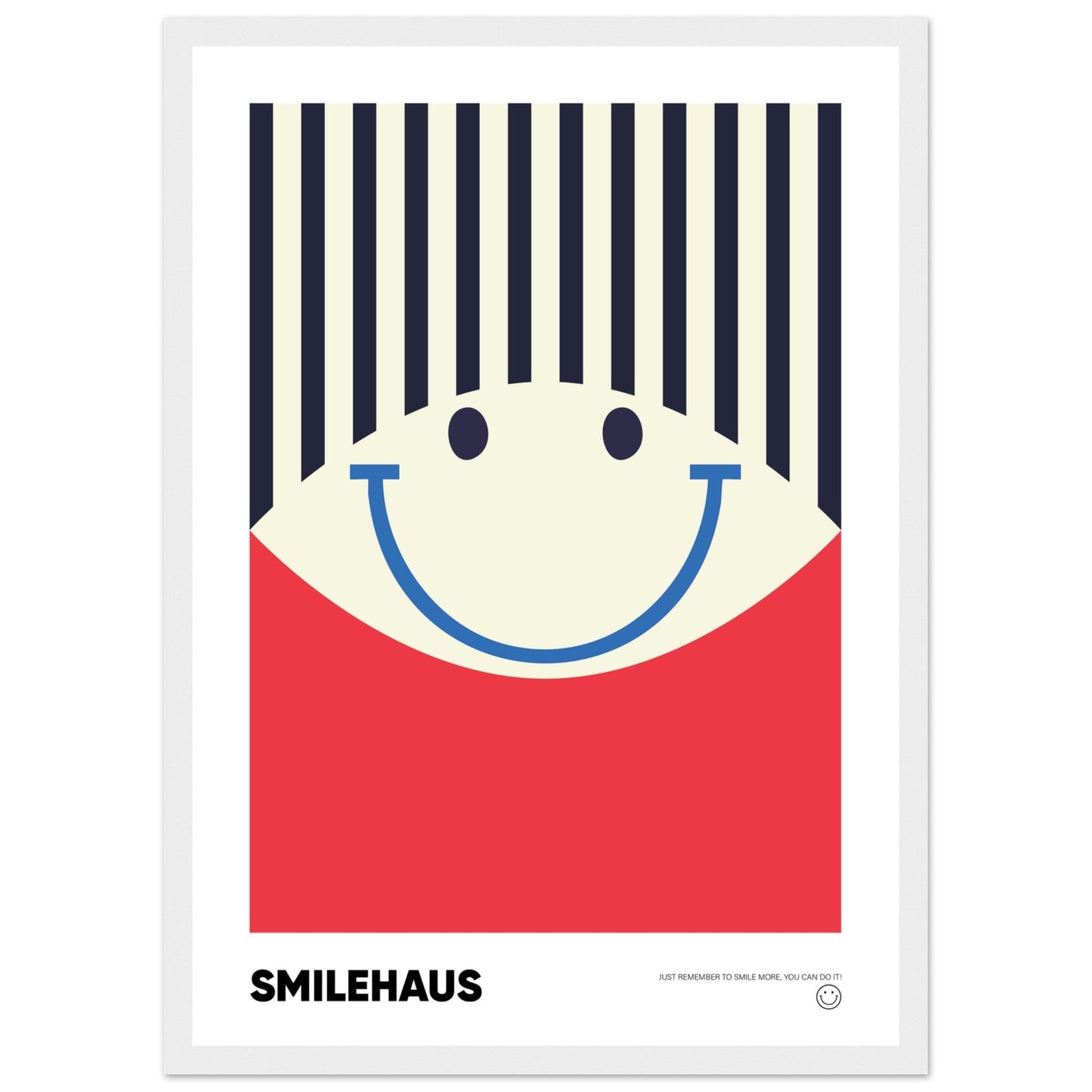 Red & Blue 'Smilehaus' - Premium Matte Paper Wooden Framed Poster