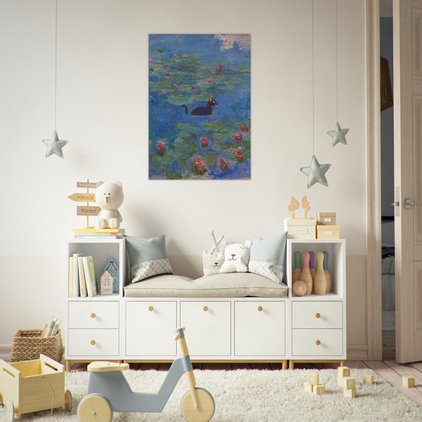 Water lilies (Cat) - Premium Matte Paper Poster