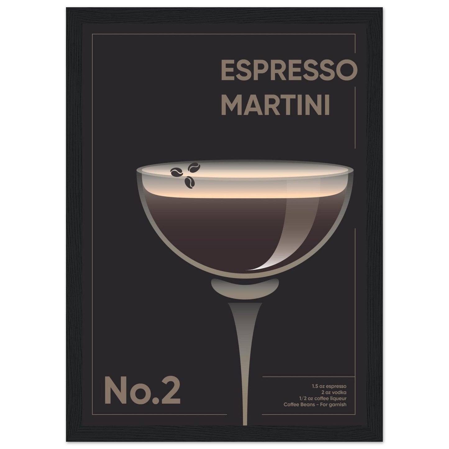 Cocktail 'Espresso Martini' - Premium Matte Paper Wooden Framed Poster