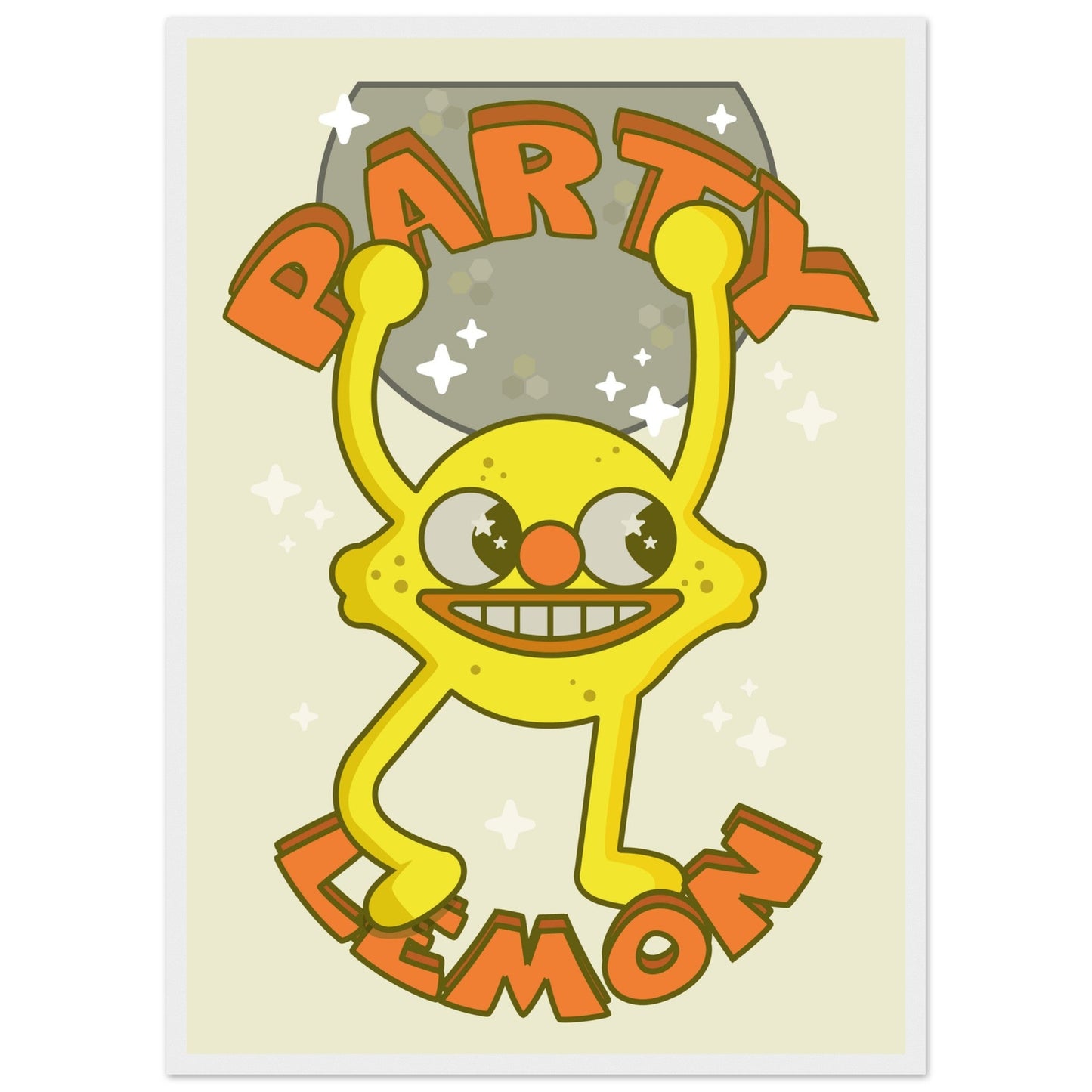 Fruity 'Party Lemon' - Premium Matte Paper Wooden Framed Poster