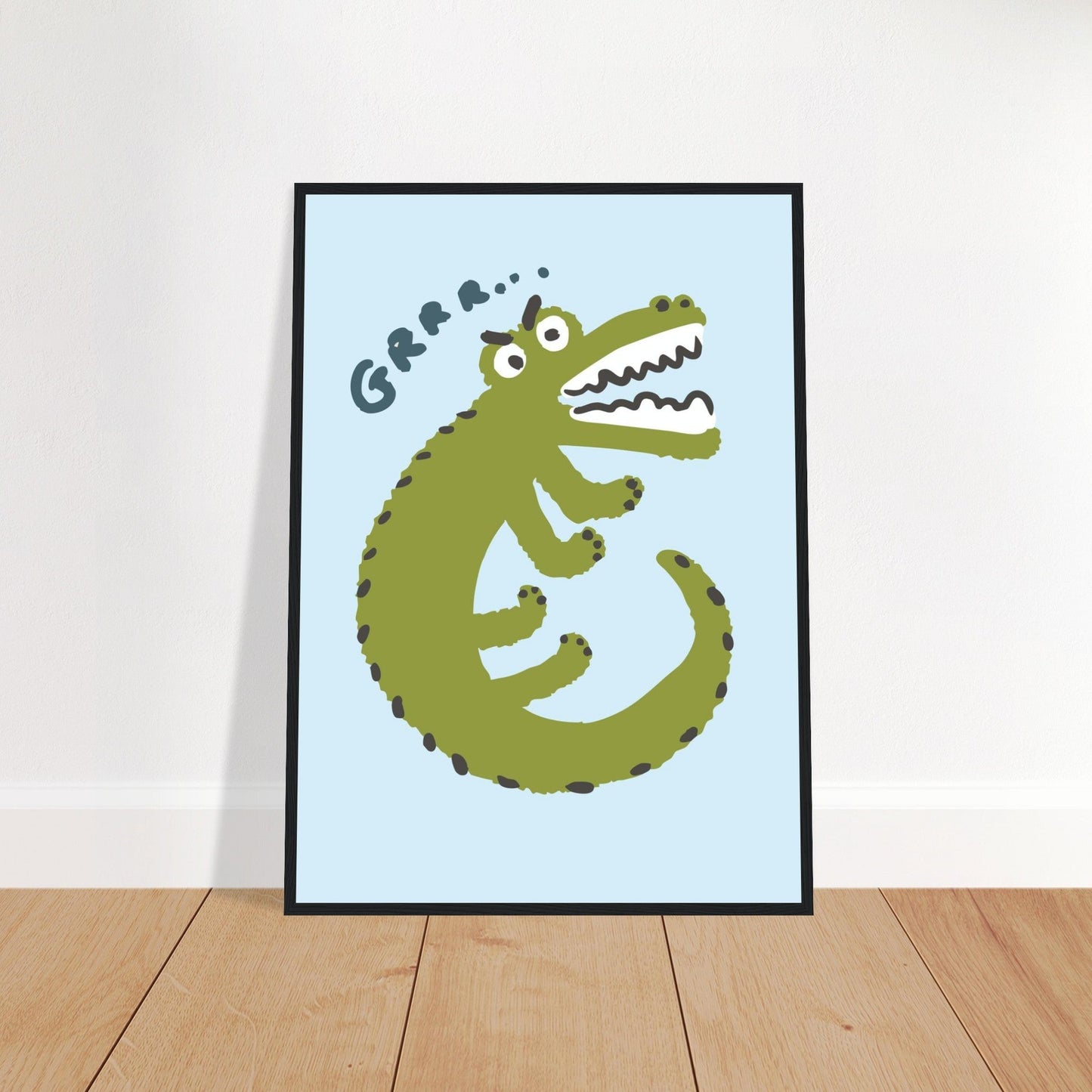 Animals 'Grrr...(Bad Day Croc)' - Premium Matte Paper Wooden Framed Poster
