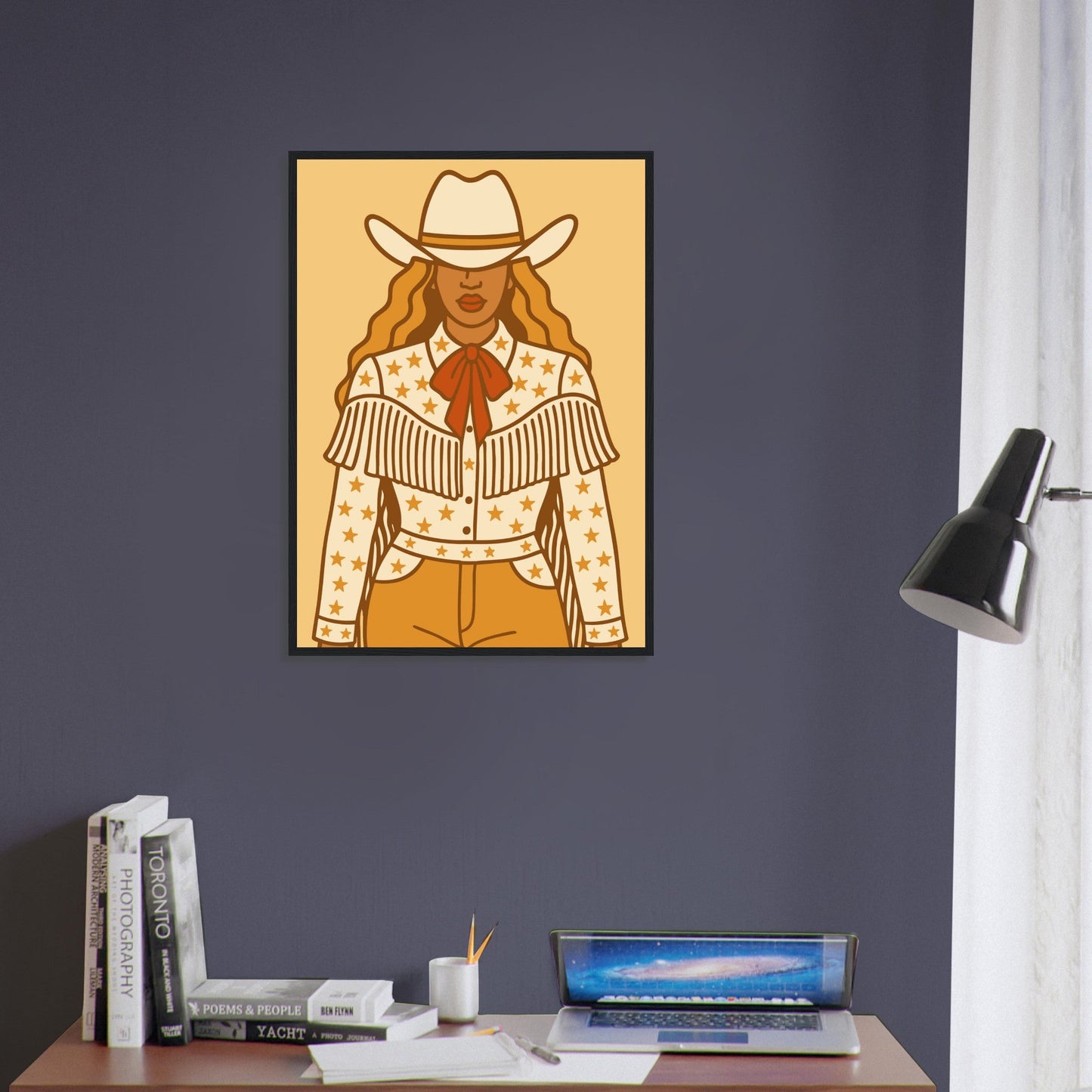 Cowboy 'B' - Premium Matte Paper Wooden Framed Poster