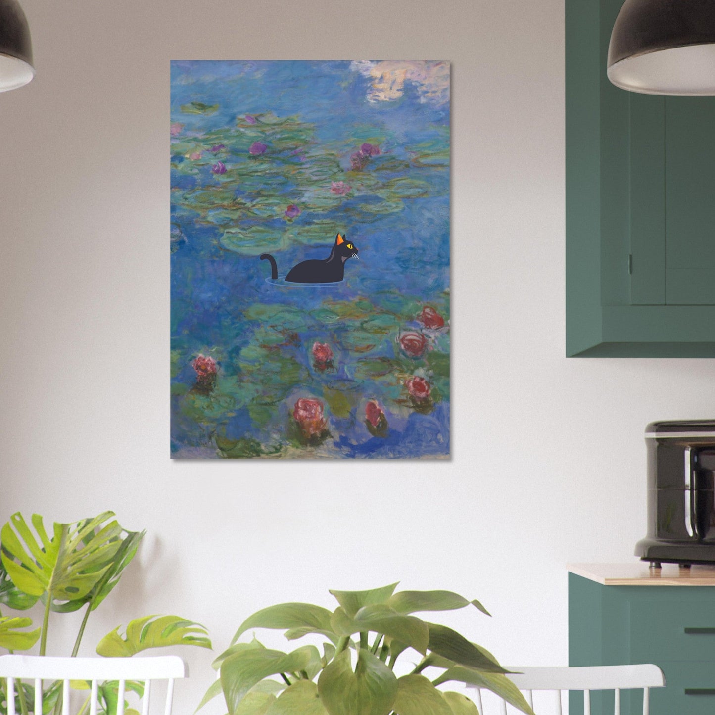 Water lilies (Cat) - Premium Matte Paper Poster