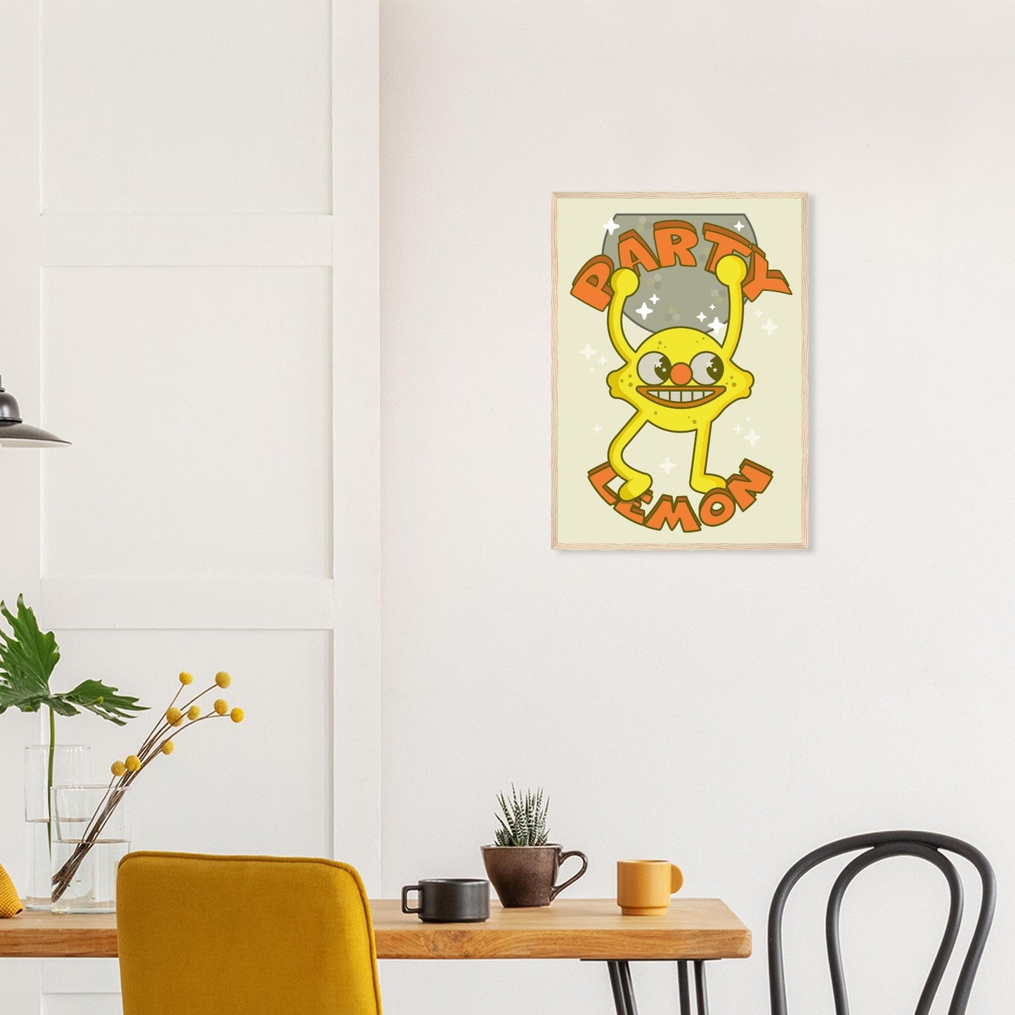 Fruity 'Party Lemon' - Premium Matte Paper Wooden Framed Poster
