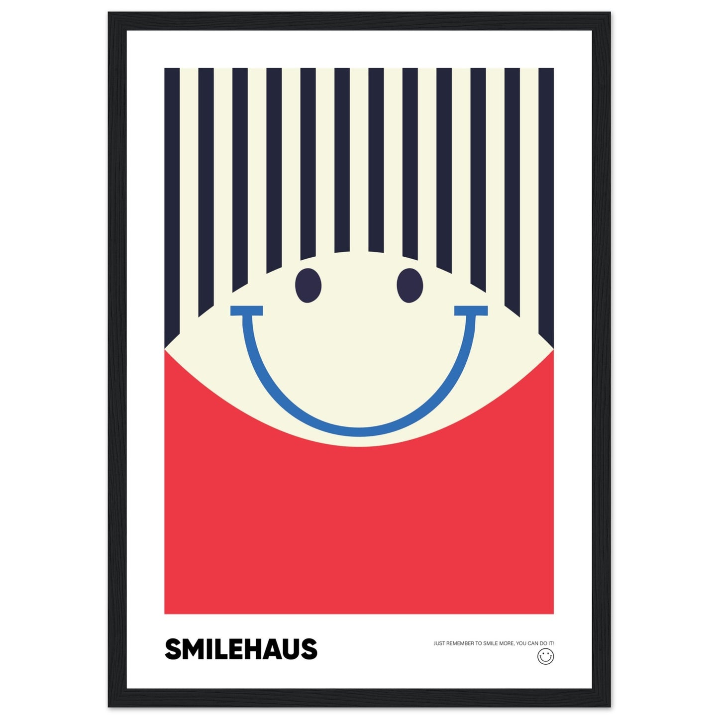 Red & Blue 'Smilehaus' - Premium Matte Paper Wooden Framed Poster
