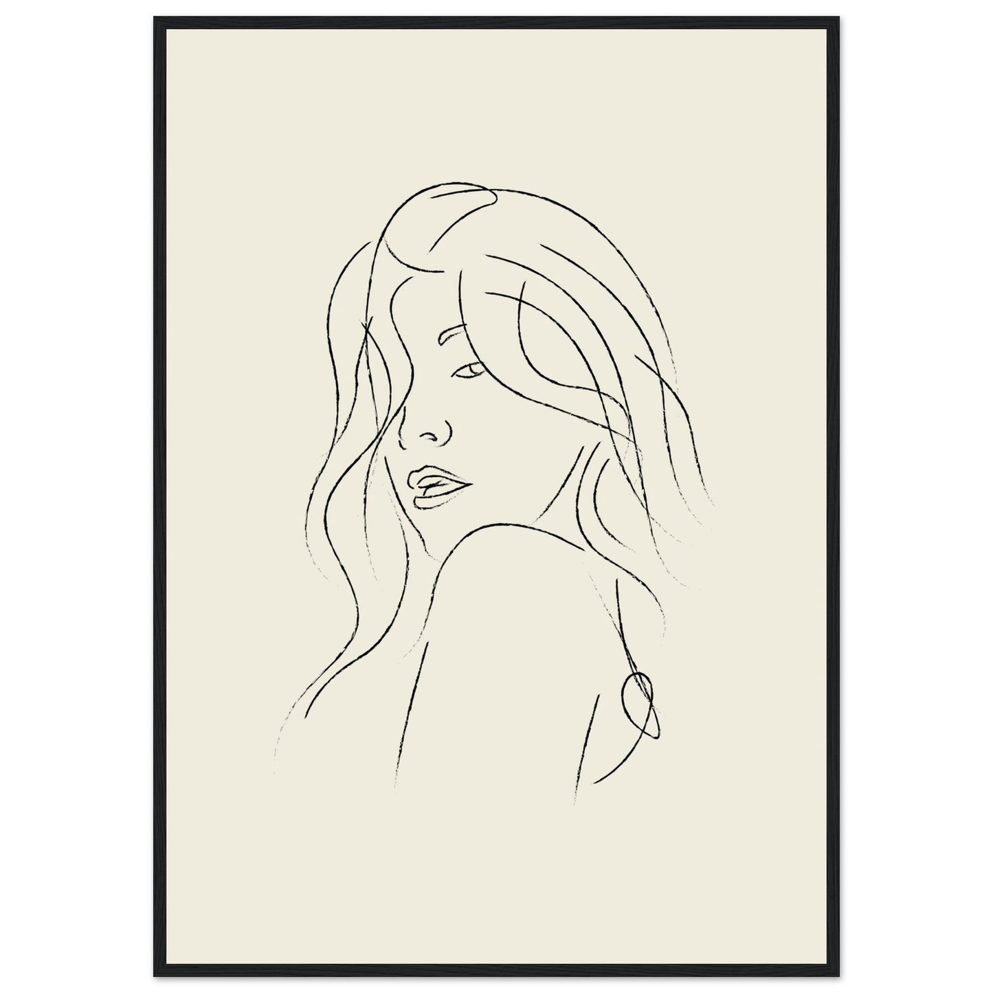 Line Art 'The Pose' - Premium Matte Paper Wooden Framed Poster