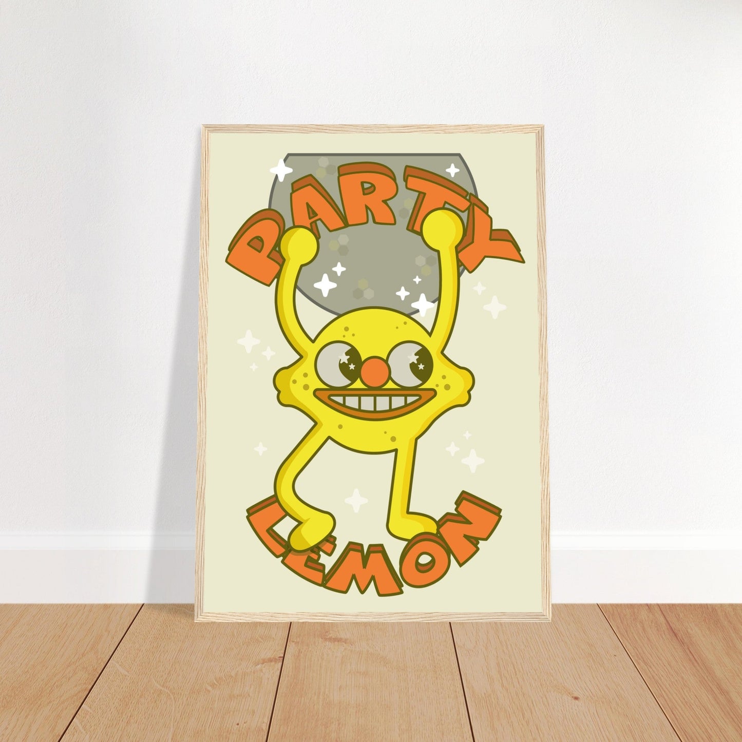 Fruity 'Party Lemon' - Premium Matte Paper Wooden Framed Poster