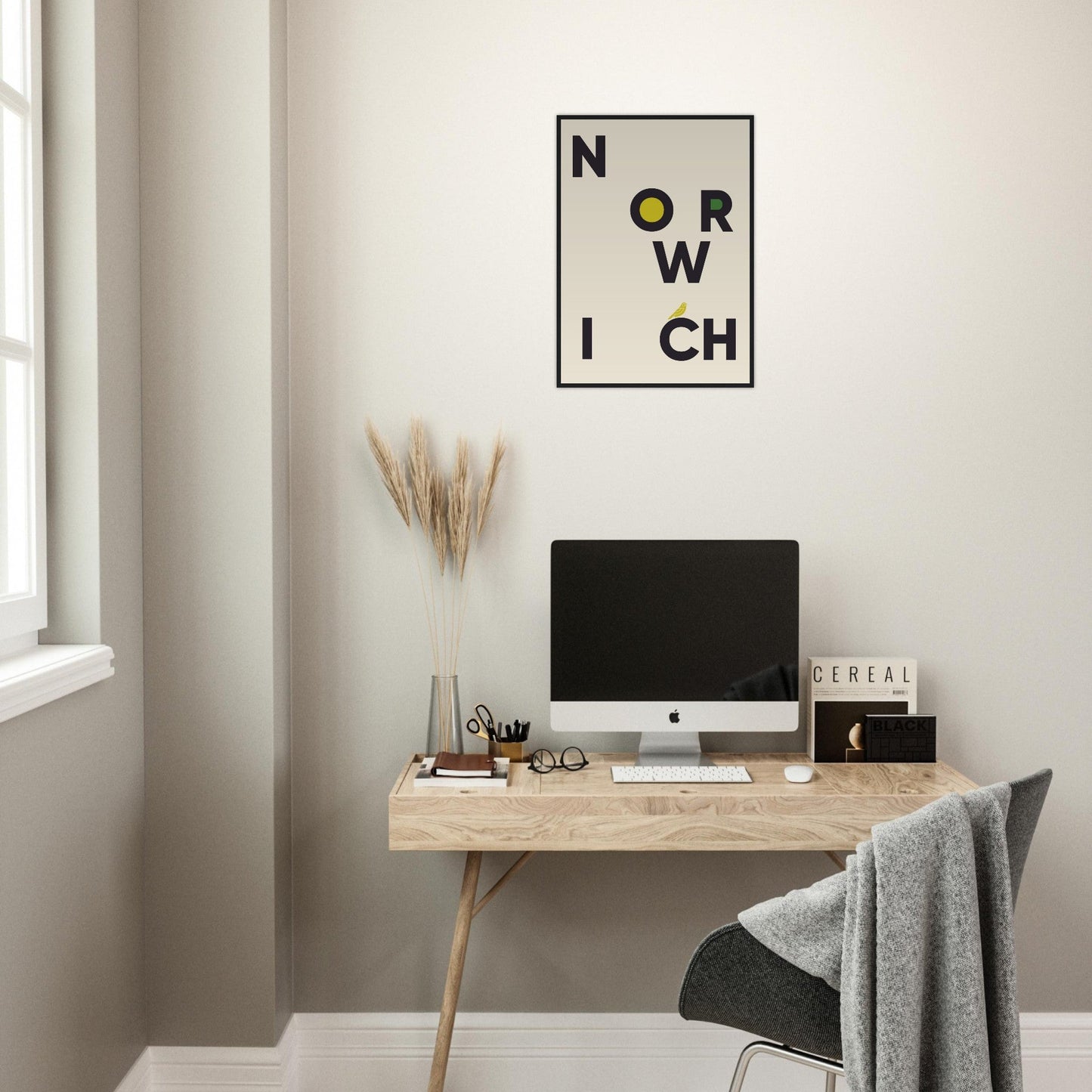 Cities/ Places 'Norwich' - Premium Matte Paper Wooden Framed Poster