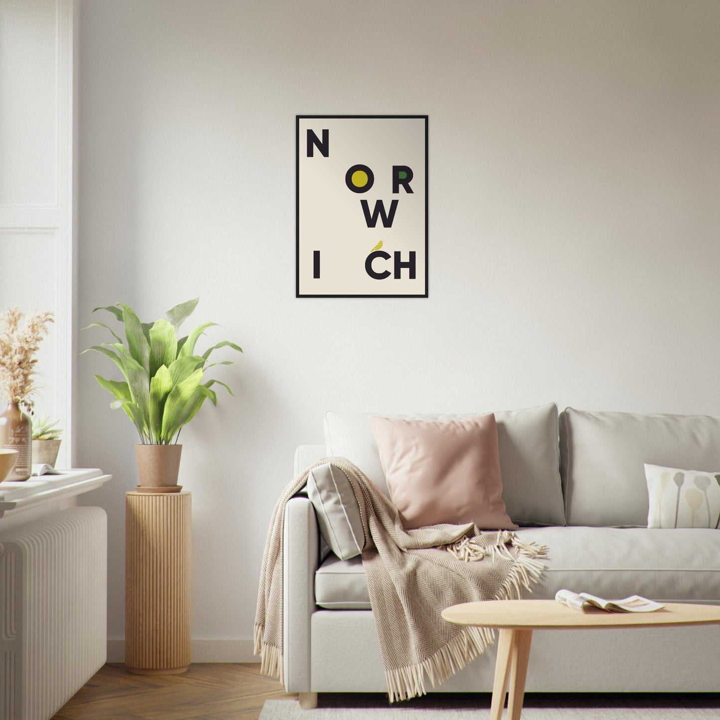 Cities/ Places 'Norwich' - Premium Matte Paper Wooden Framed Poster