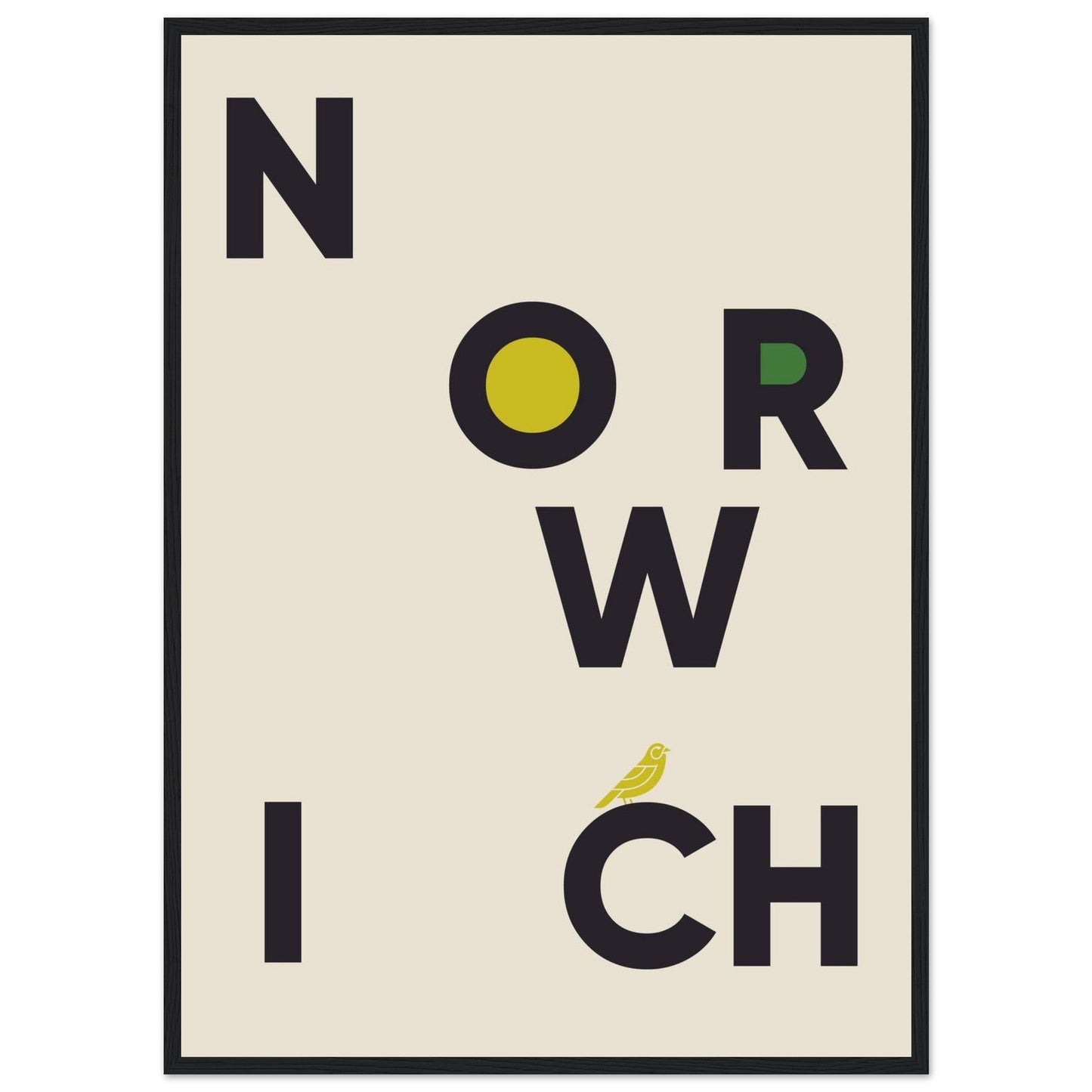 Cities/ Places 'Norwich' - Premium Matte Paper Wooden Framed Poster
