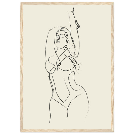 Line Art 'Beach Ready' - Premium Matte Paper Wooden Framed Poster