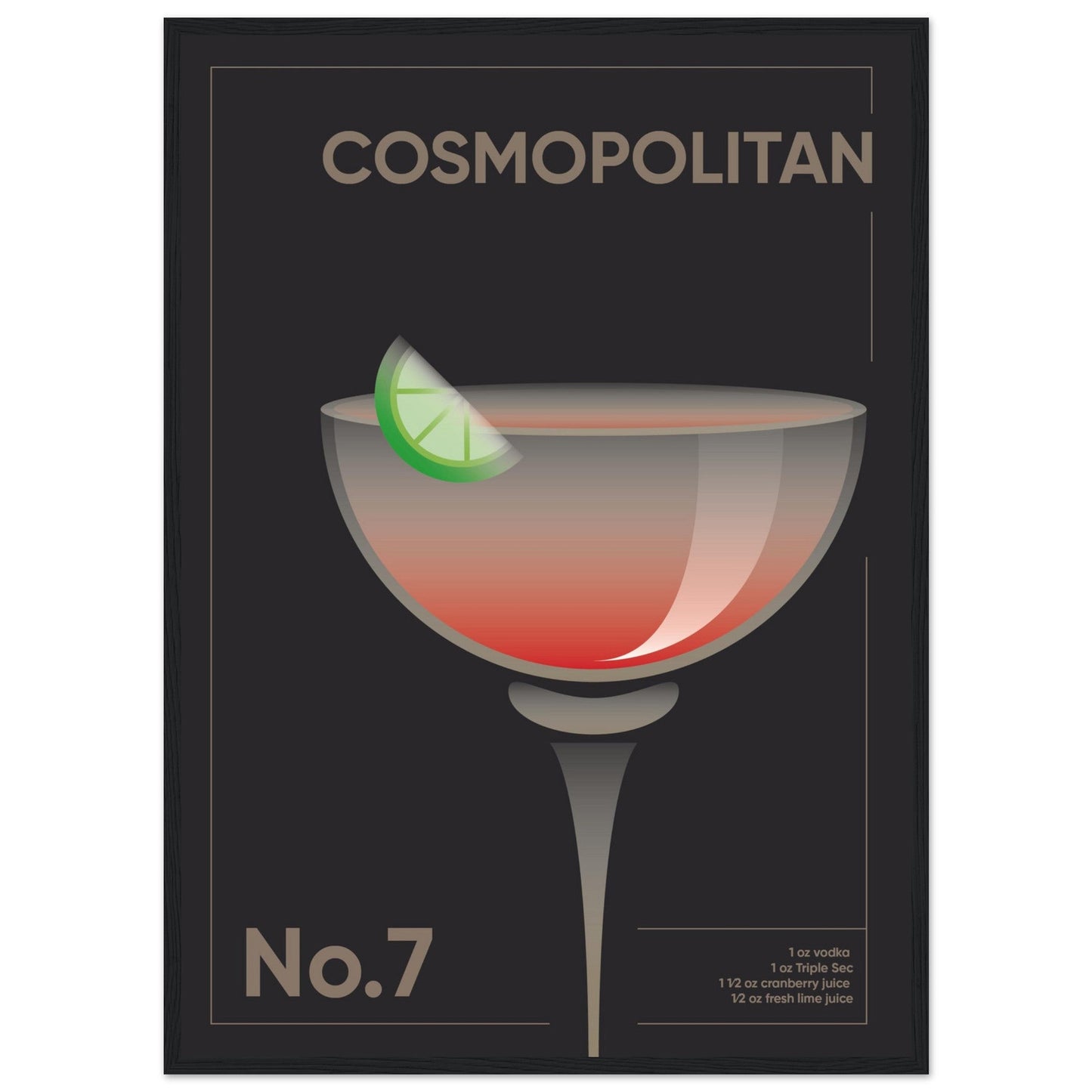 Cocktail 'Cosmopolitan' - Premium Matte Paper Wooden Framed Poster