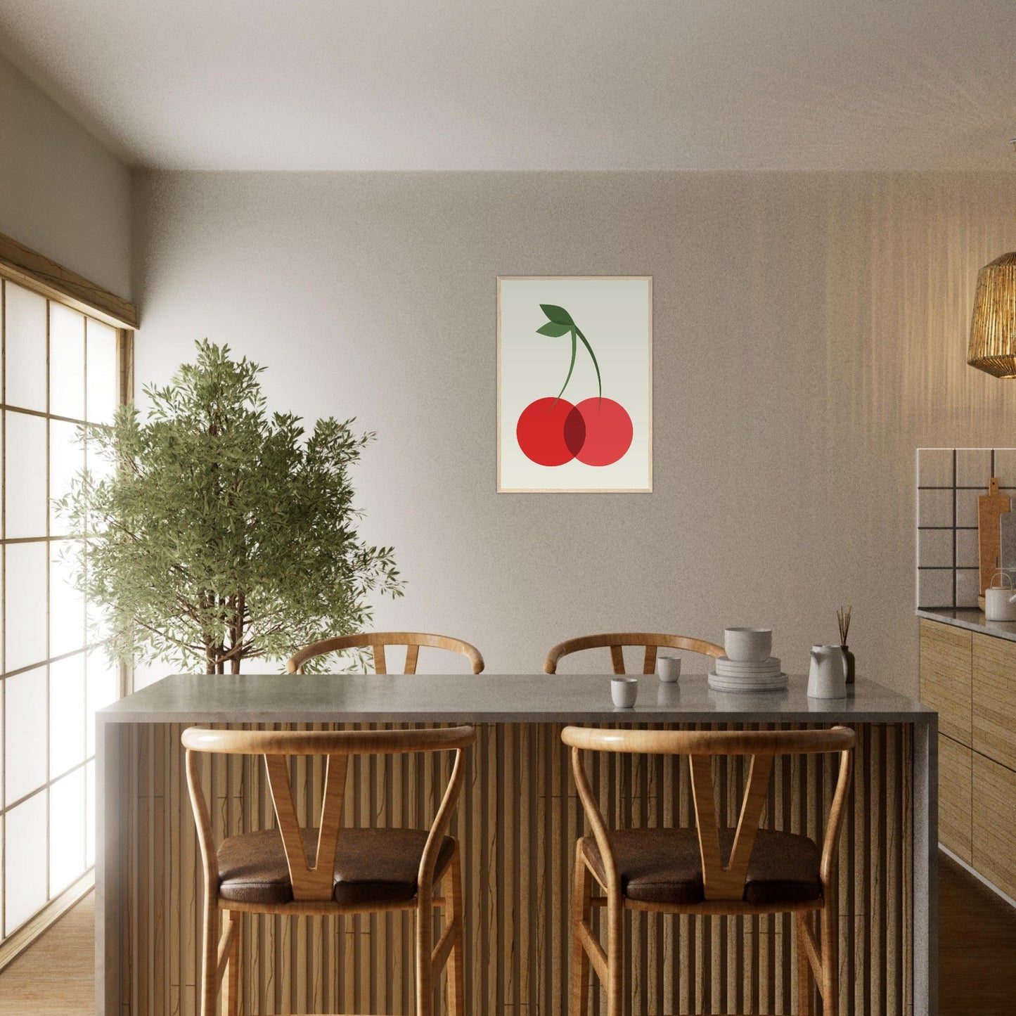 Fruity 'Cherries' - Premium Matte Paper Wooden Framed Poster