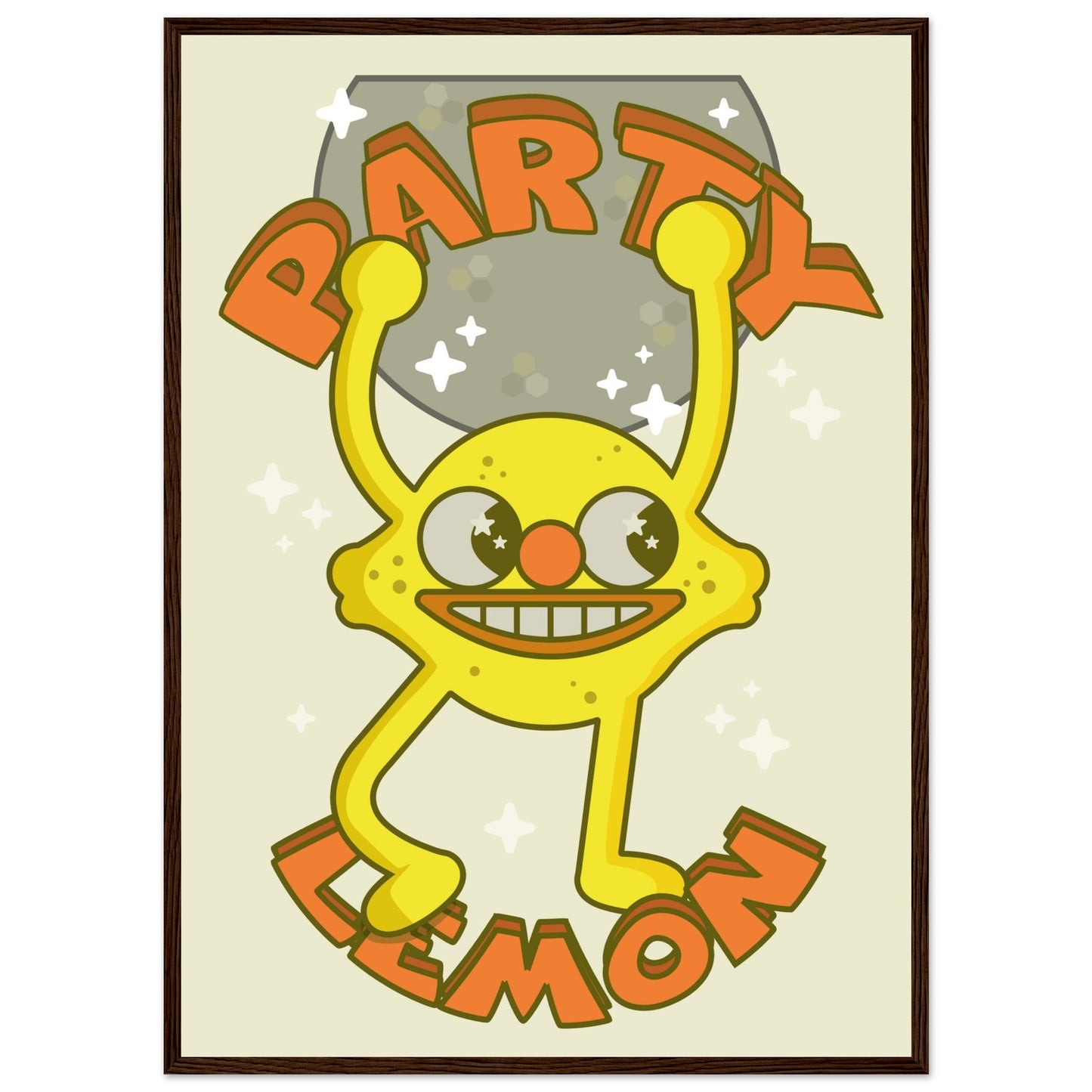 Fruity 'Party Lemon' - Premium Matte Paper Wooden Framed Poster