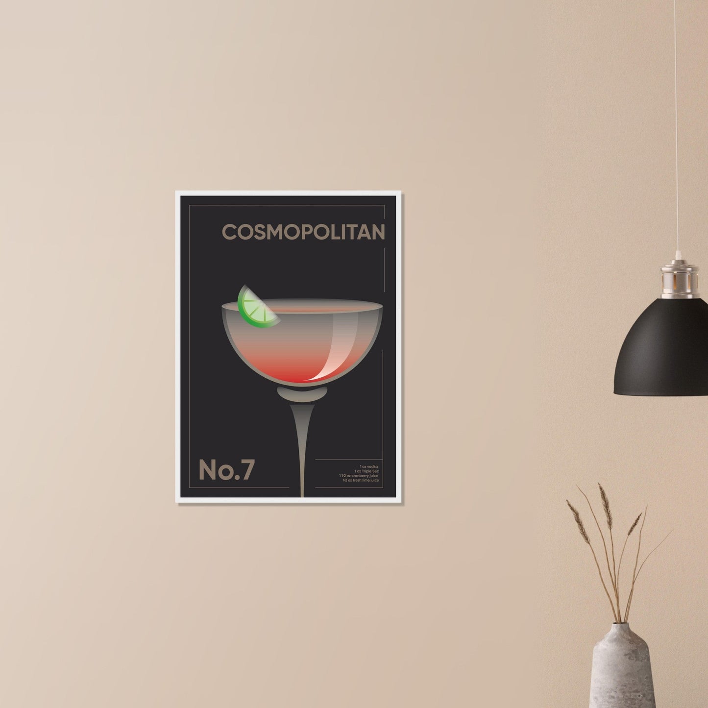 Cocktail 'Cosmopolitan' - Premium Matte Paper Wooden Framed Poster
