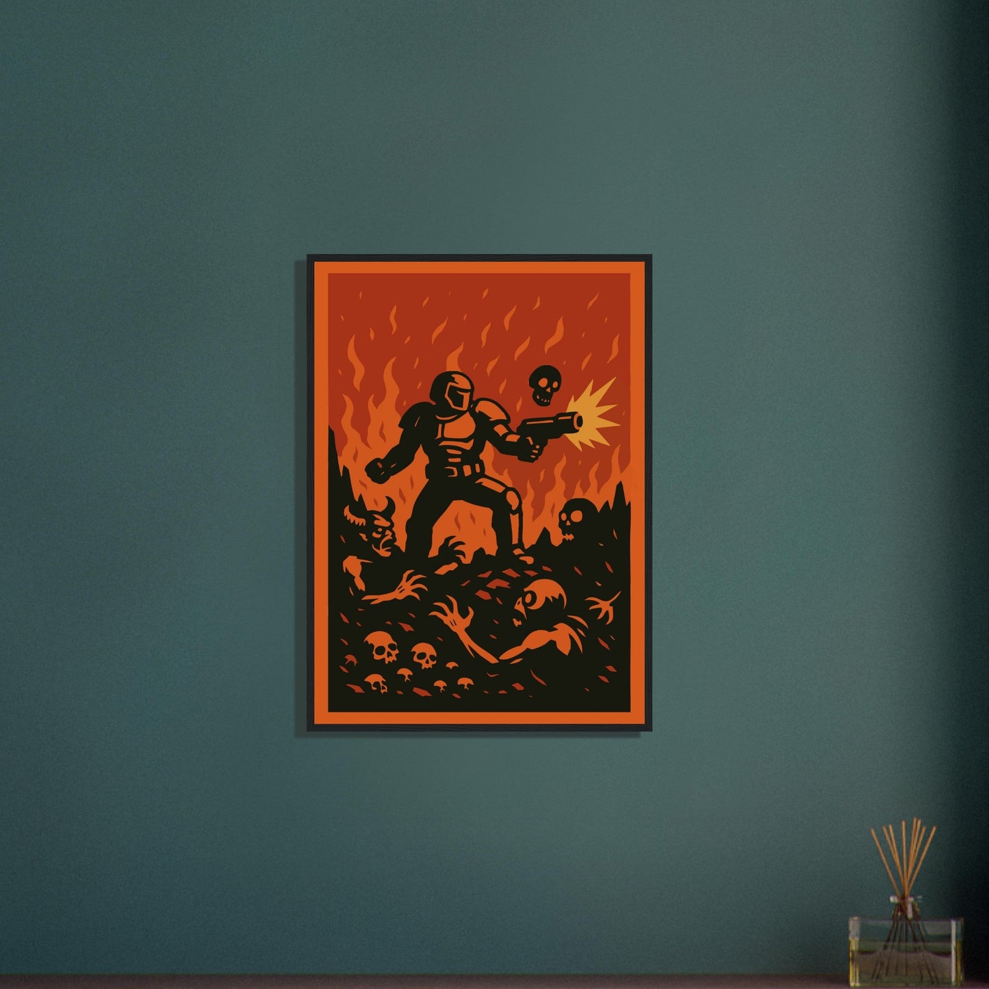 Gaming 'Slayer' - Premium Matte Paper Wooden Framed Poster