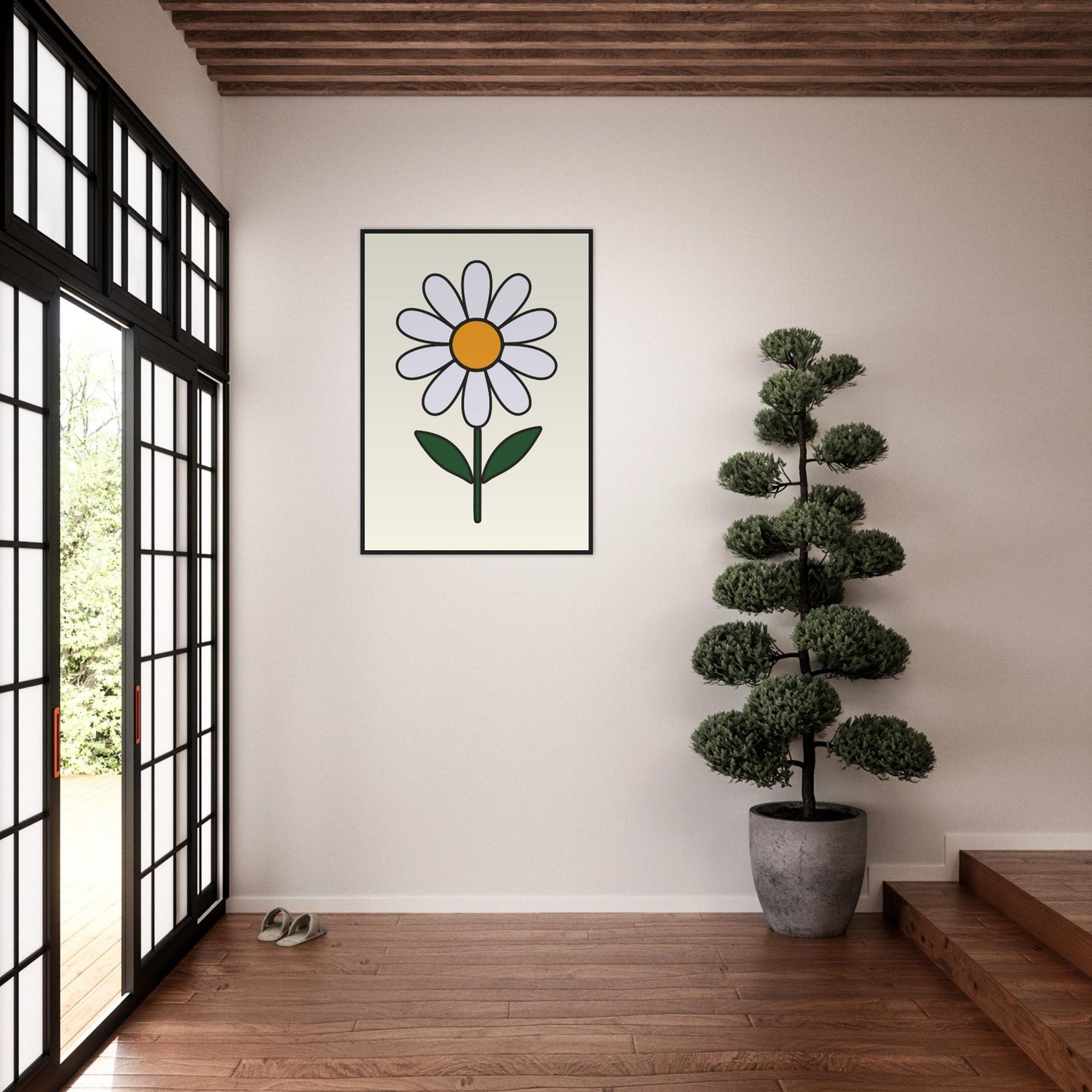 Daisy Flower  - Premium Matte Paper Wooden Framed Poster