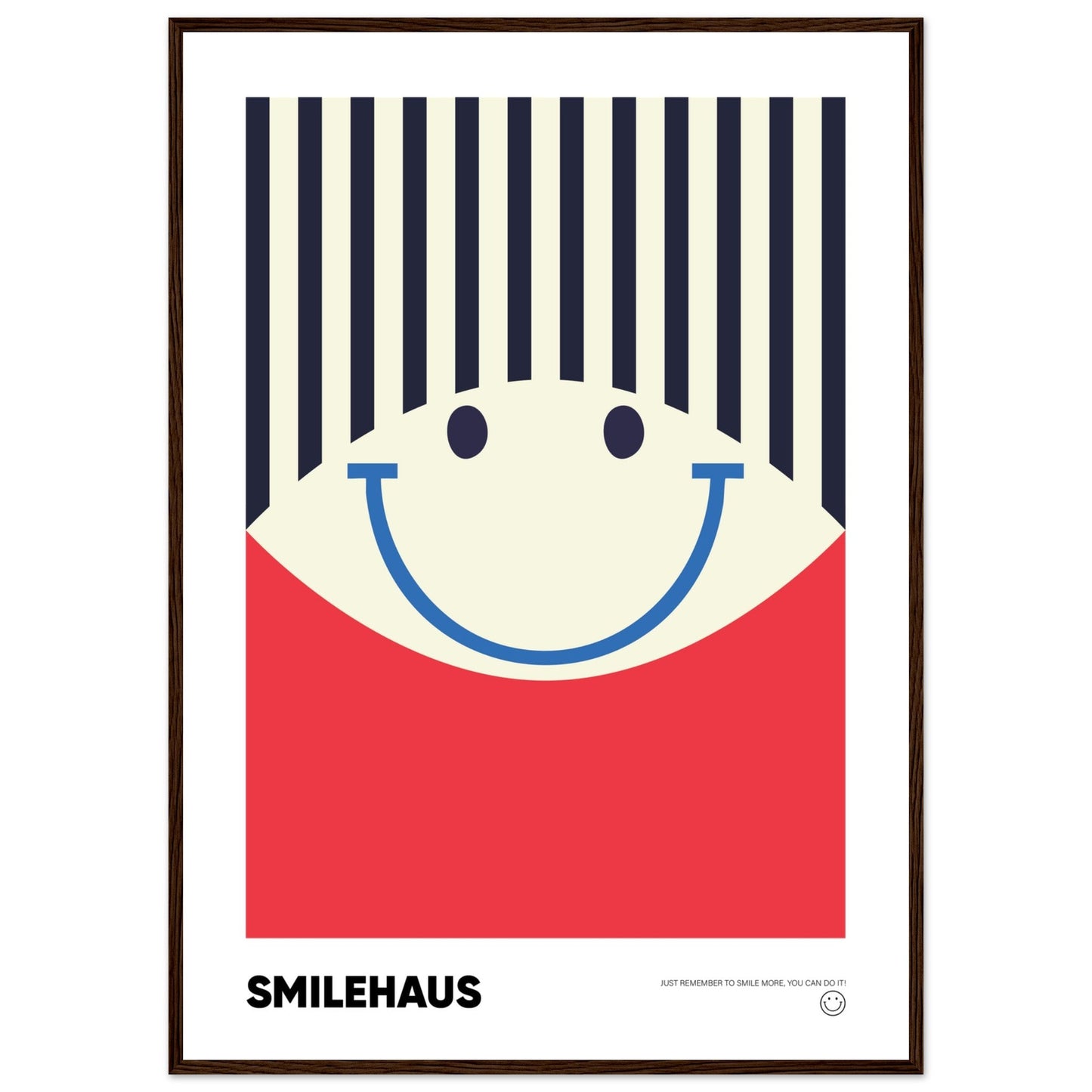 Red & Blue 'Smilehaus' - Premium Matte Paper Wooden Framed Poster