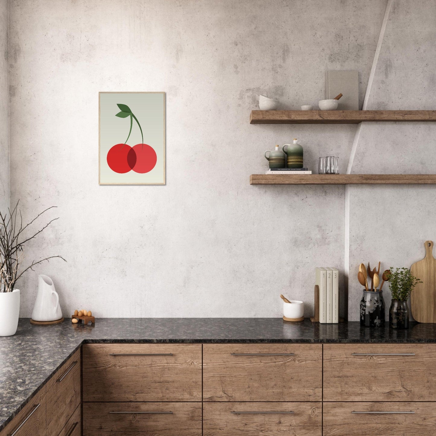 Fruity 'Cherries' - Premium Matte Paper Wooden Framed Poster