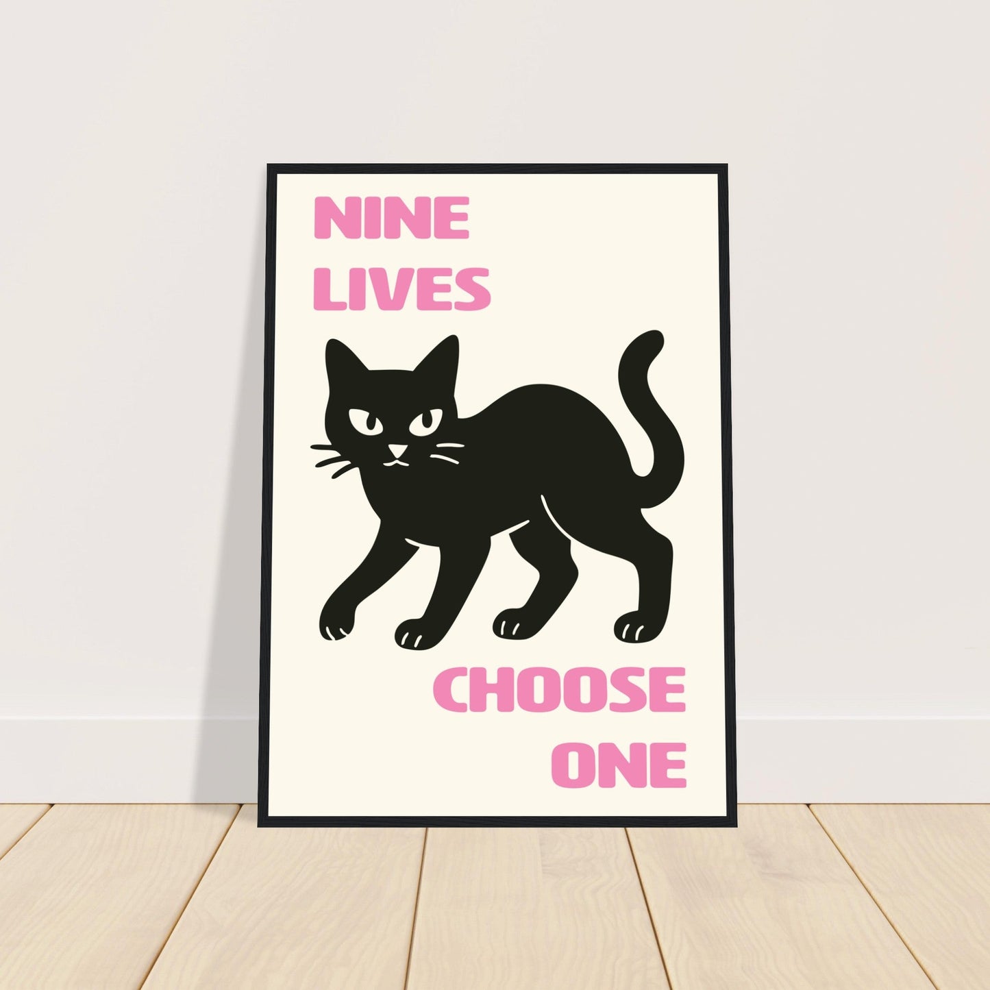 Animals 'Nine Lives'  - Premium Matte Paper Wooden Framed Poster