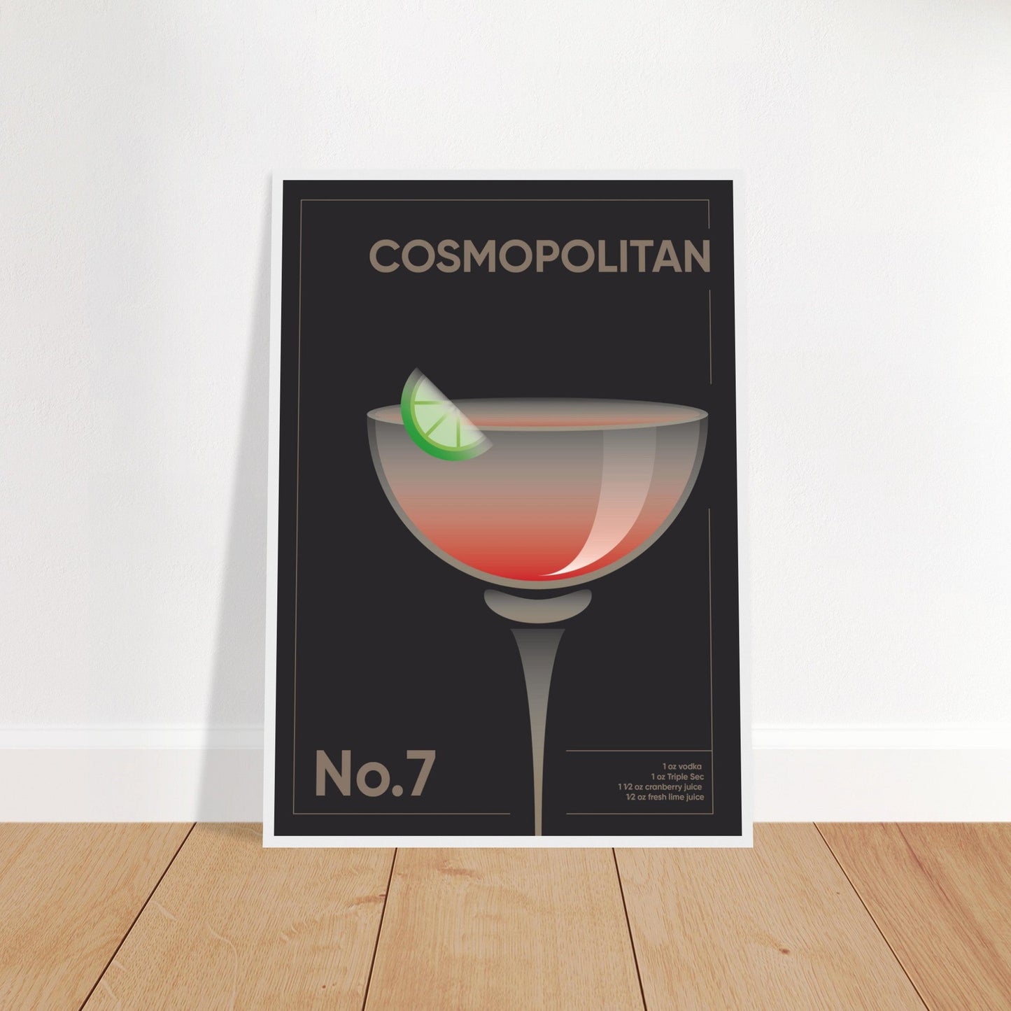 Cocktail 'Cosmopolitan' - Premium Matte Paper Wooden Framed Poster