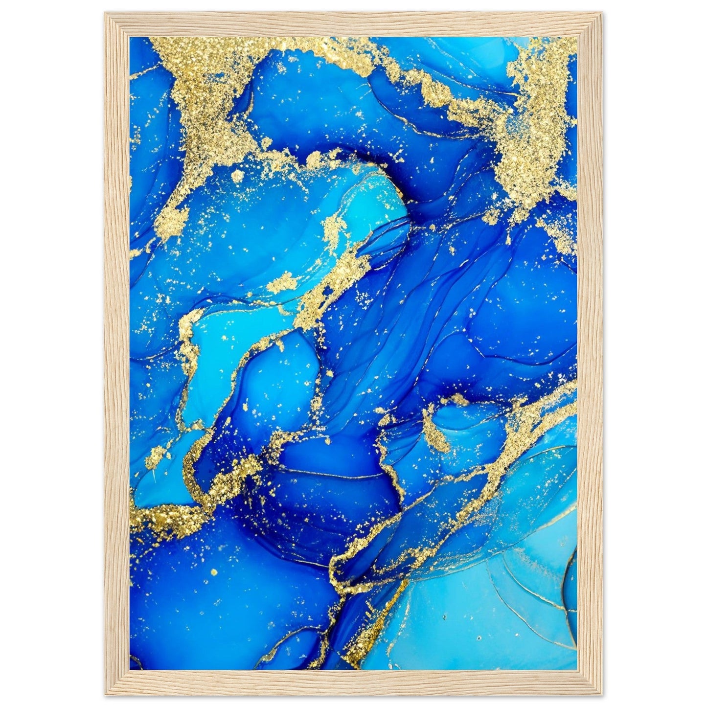 Marble 'Blue & Gold' - Premium Matte Paper Wooden Framed Poster