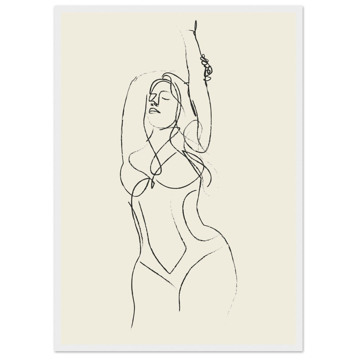 Line Art 'Beach Ready' - Premium Matte Paper Wooden Framed Poster