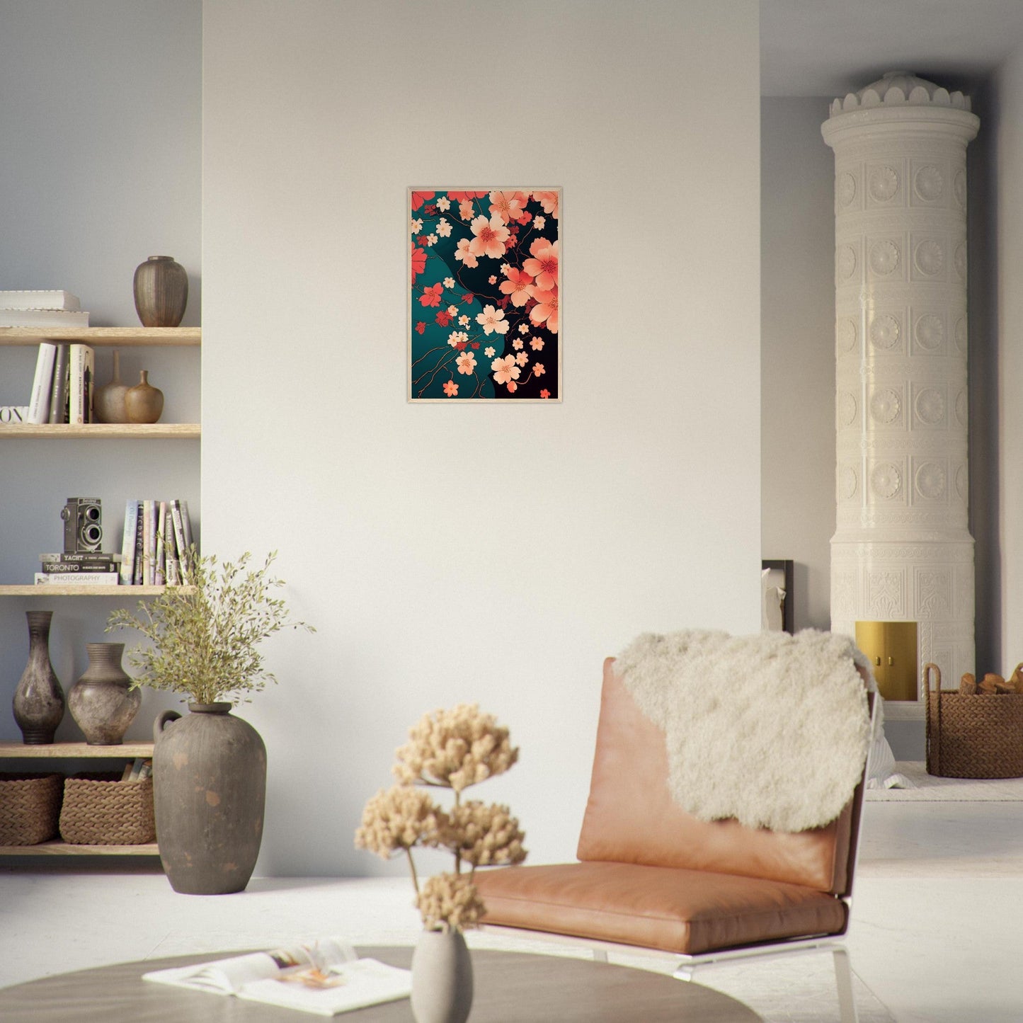 Flowers 'Japanese Garden' - Premium Matte Paper Wooden Framed Poster