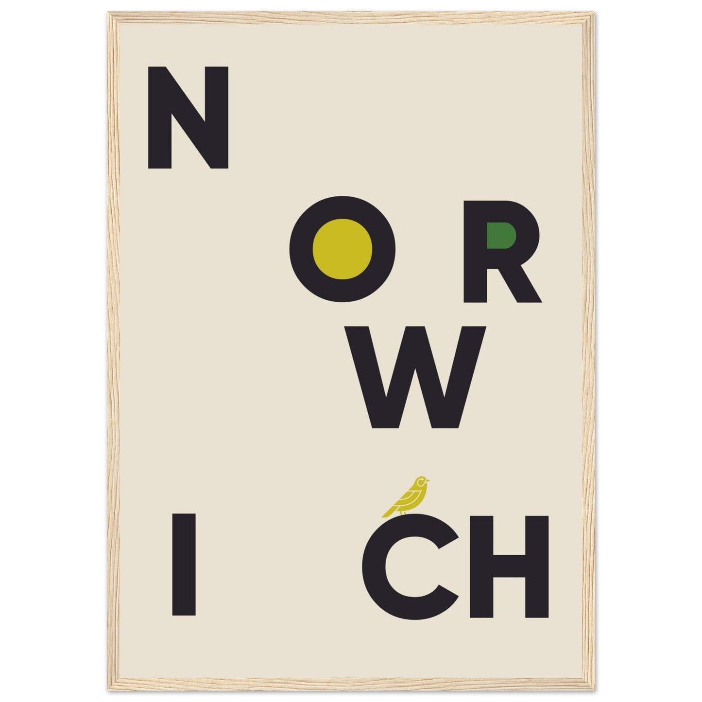 Cities/ Places 'Norwich' - Premium Matte Paper Wooden Framed Poster