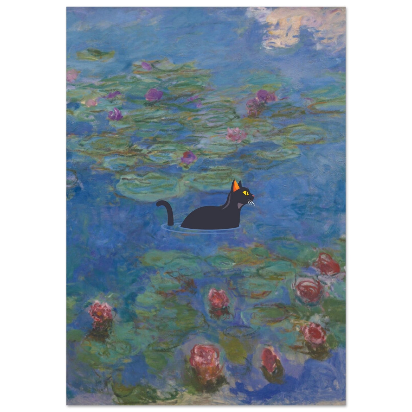 Water lilies (Cat) - Premium Matte Paper Poster