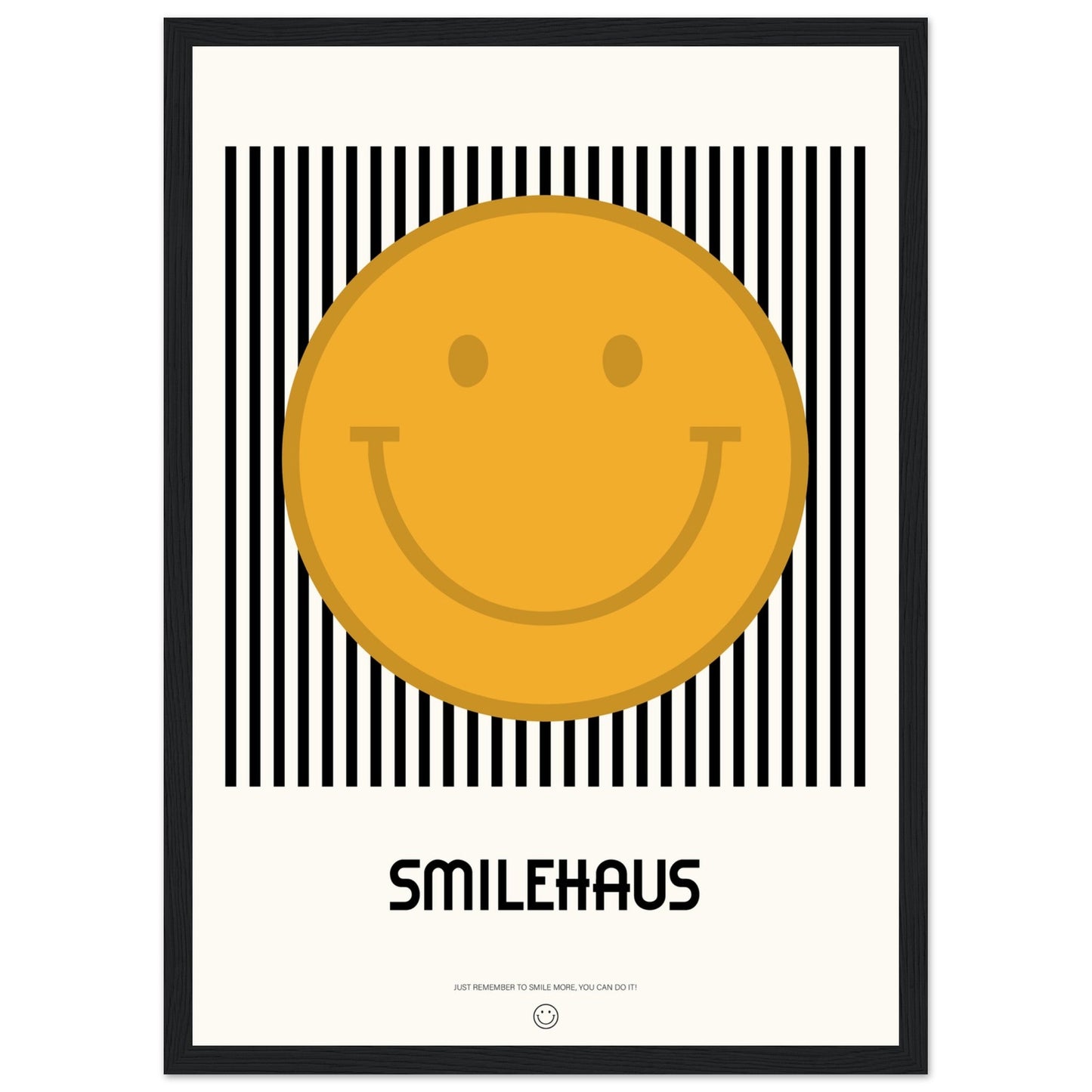 Yellow & Black 'Smilehaus' - Premium Matte Paper Wooden Framed Poster