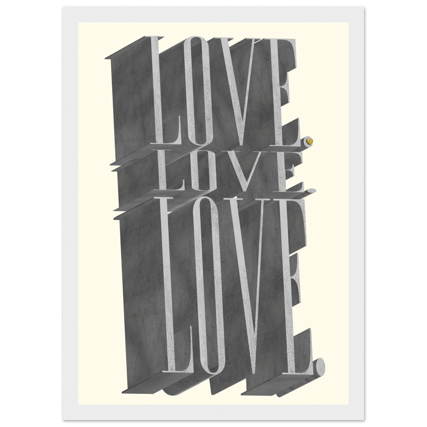 Sign 'Love, Love, Love' - Premium Matte Paper Wooden Framed Poster