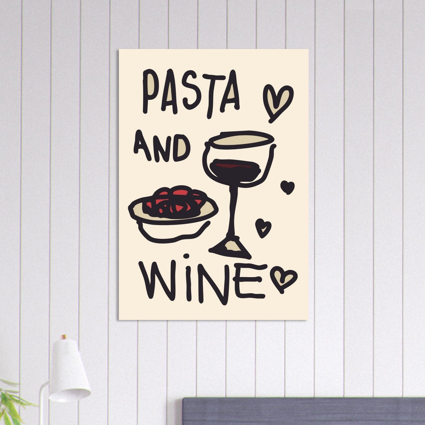 Food 'Pasta & Wine' - Premium Matte Paper Poster