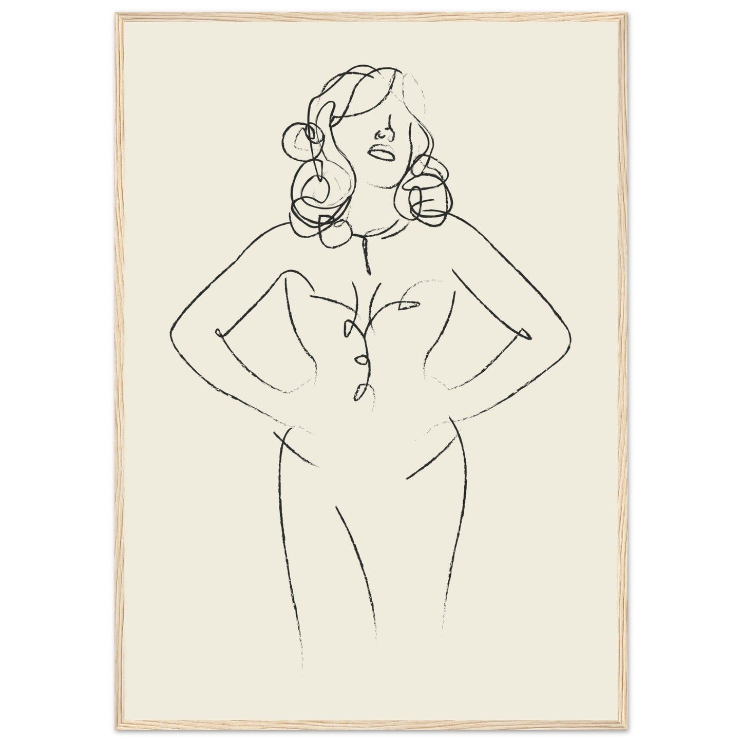 Line Art 'Sabrina' - Premium Matte Paper Wooden Framed Poster