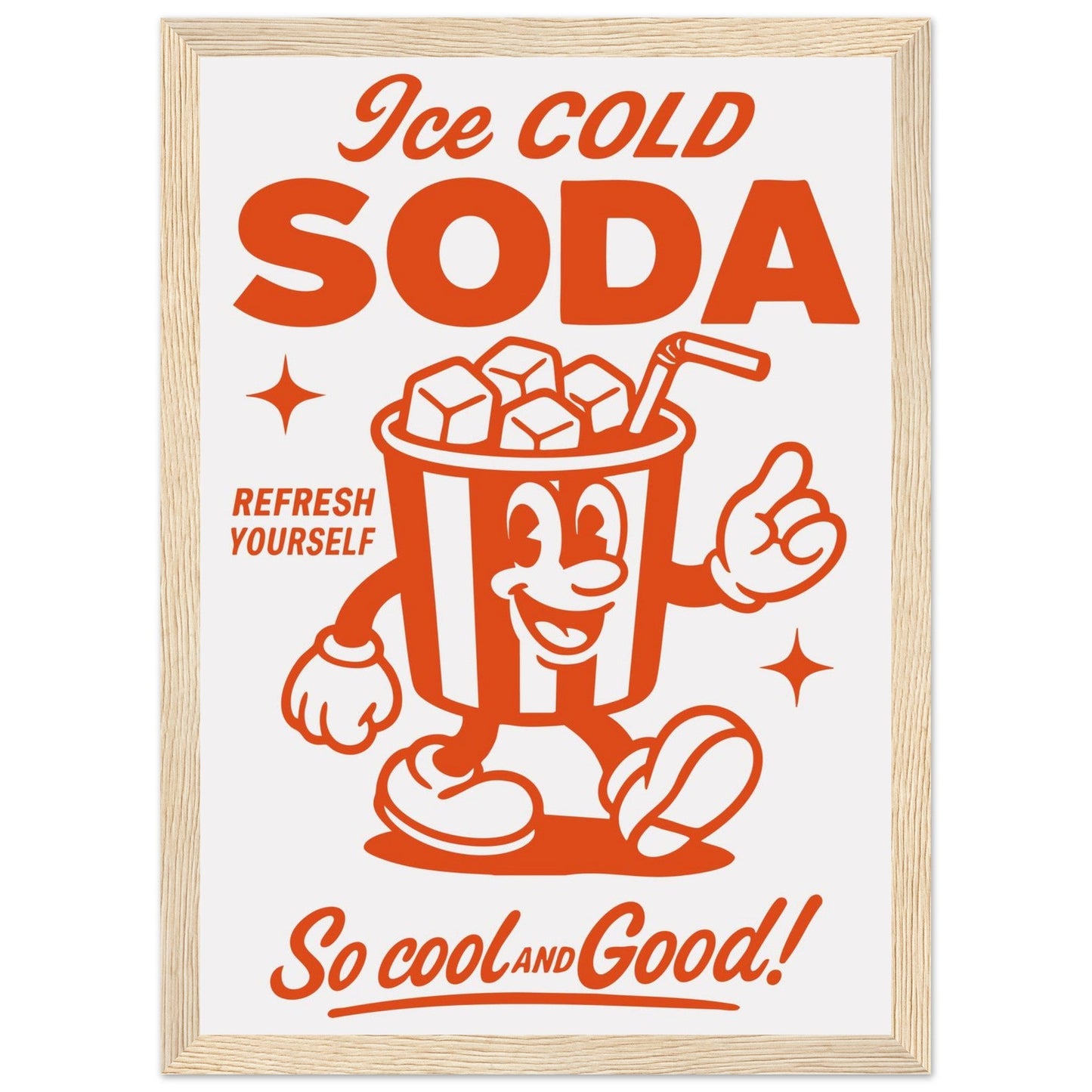 Food 'Ice Cold Soda' - Premium Matte Paper Wooden Framed Poster