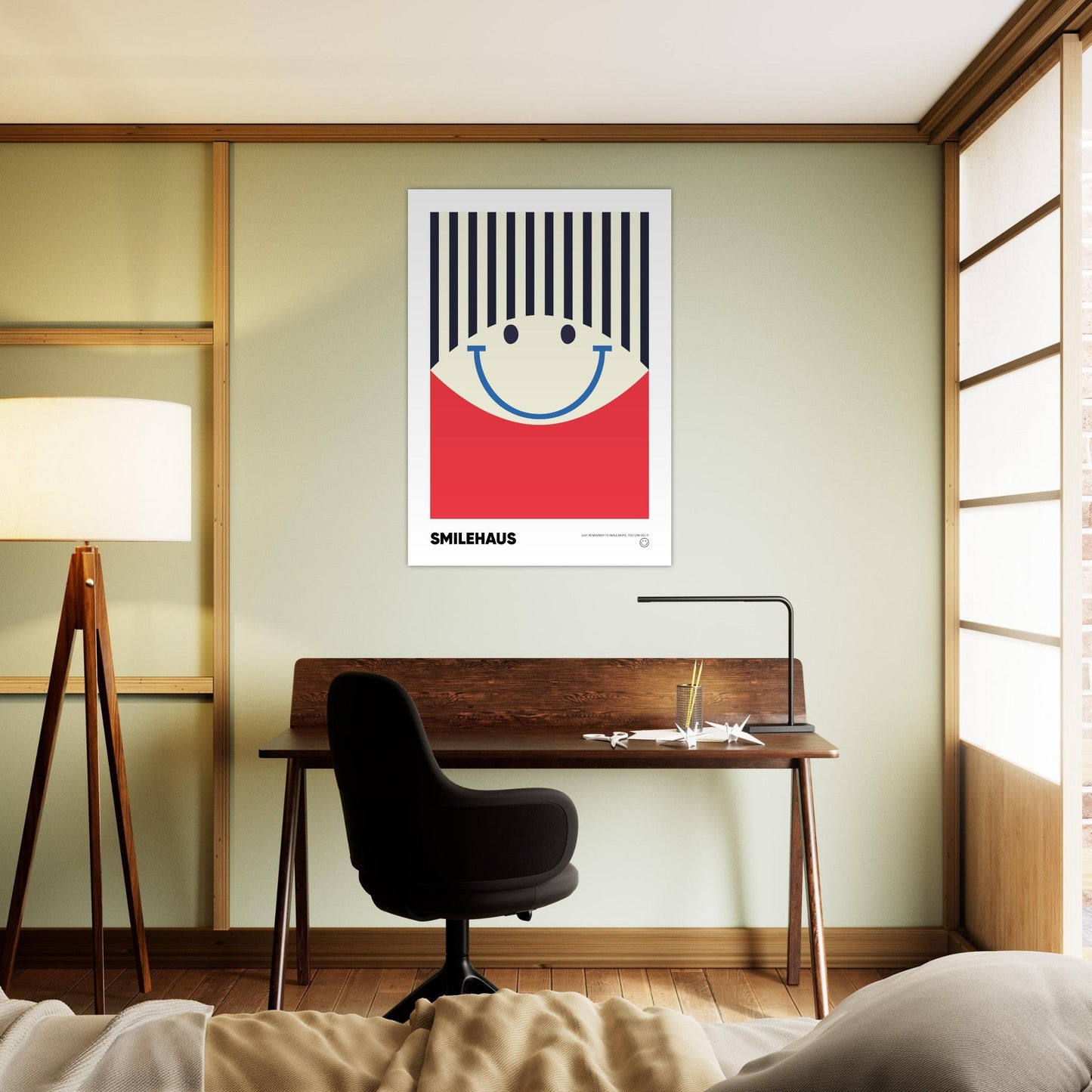 Red & Blue 'Smilehaus' - Premium Matte Paper Poster