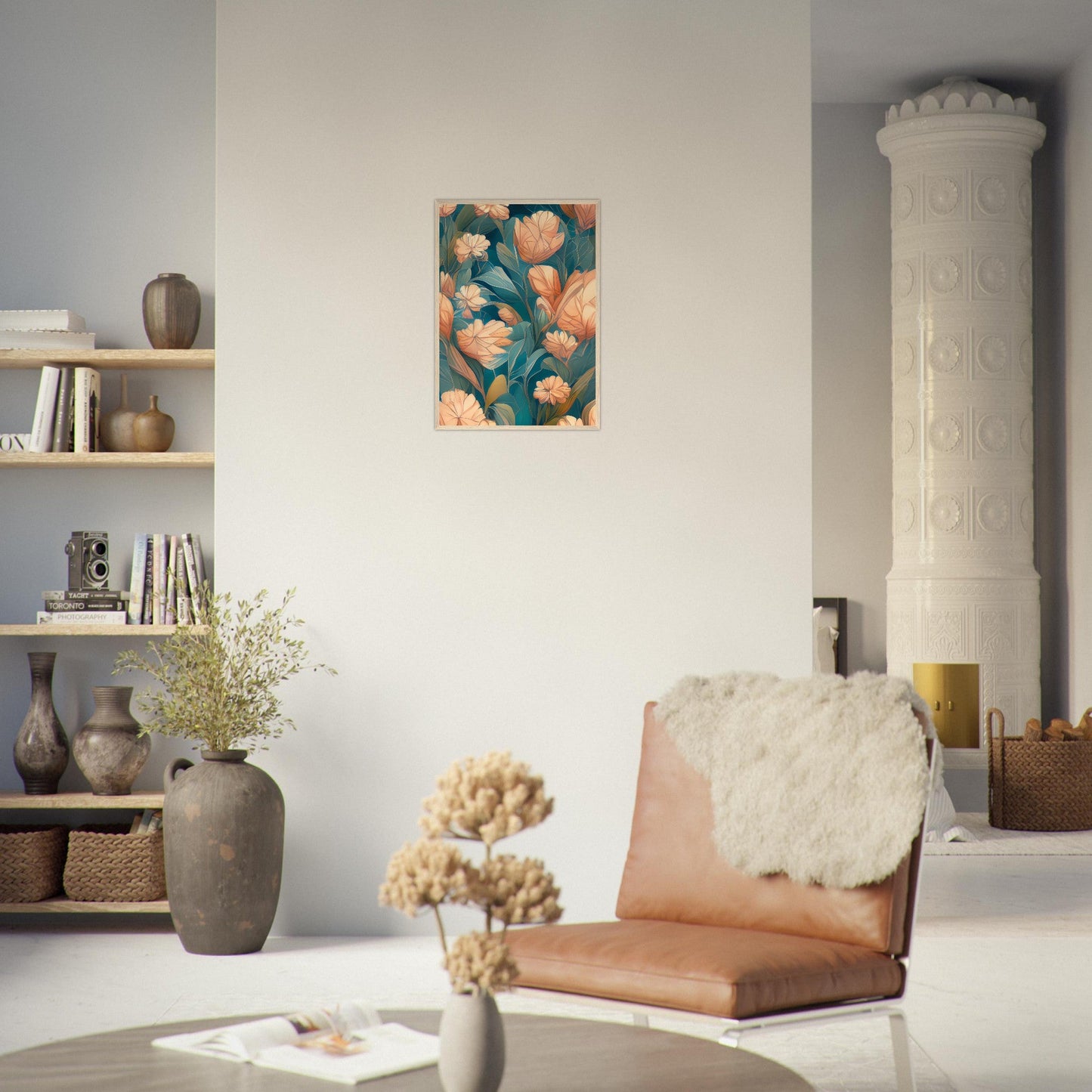 Flowers 'Abstract Garden' - Premium Matte Paper Wooden Framed Poster