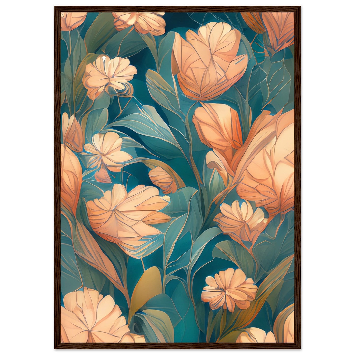 Flowers 'Abstract Garden' - Premium Matte Paper Wooden Framed Poster
