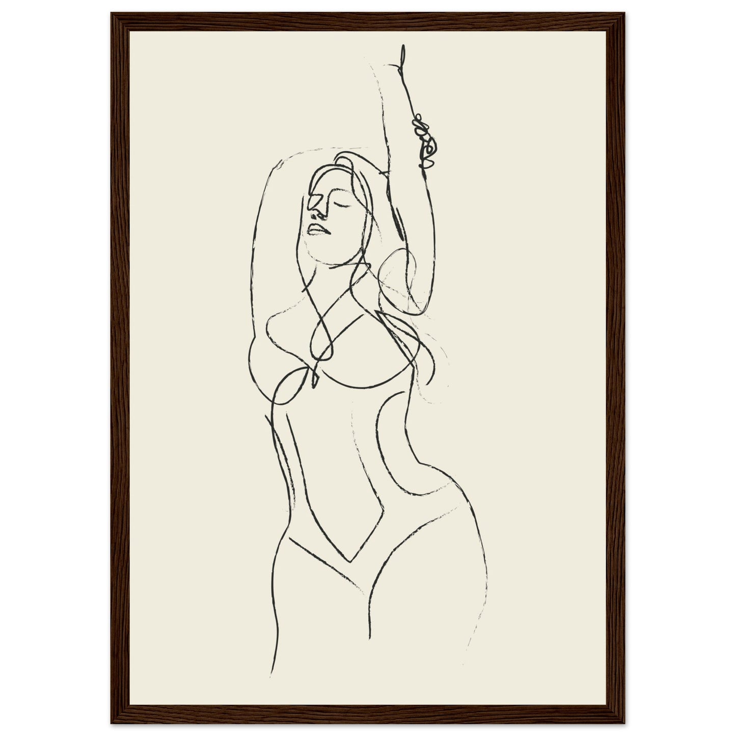 Line Art 'Beach Ready' - Premium Matte Paper Wooden Framed Poster