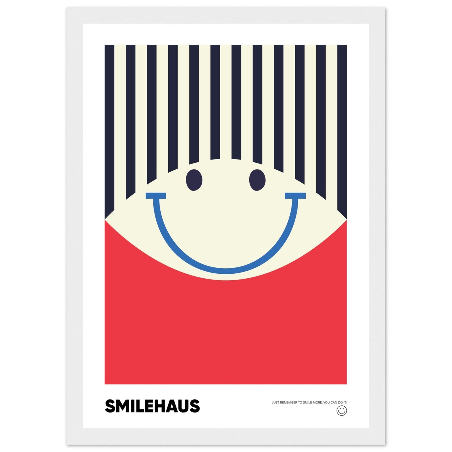 Red & Blue 'Smilehaus' - Premium Matte Paper Wooden Framed Poster